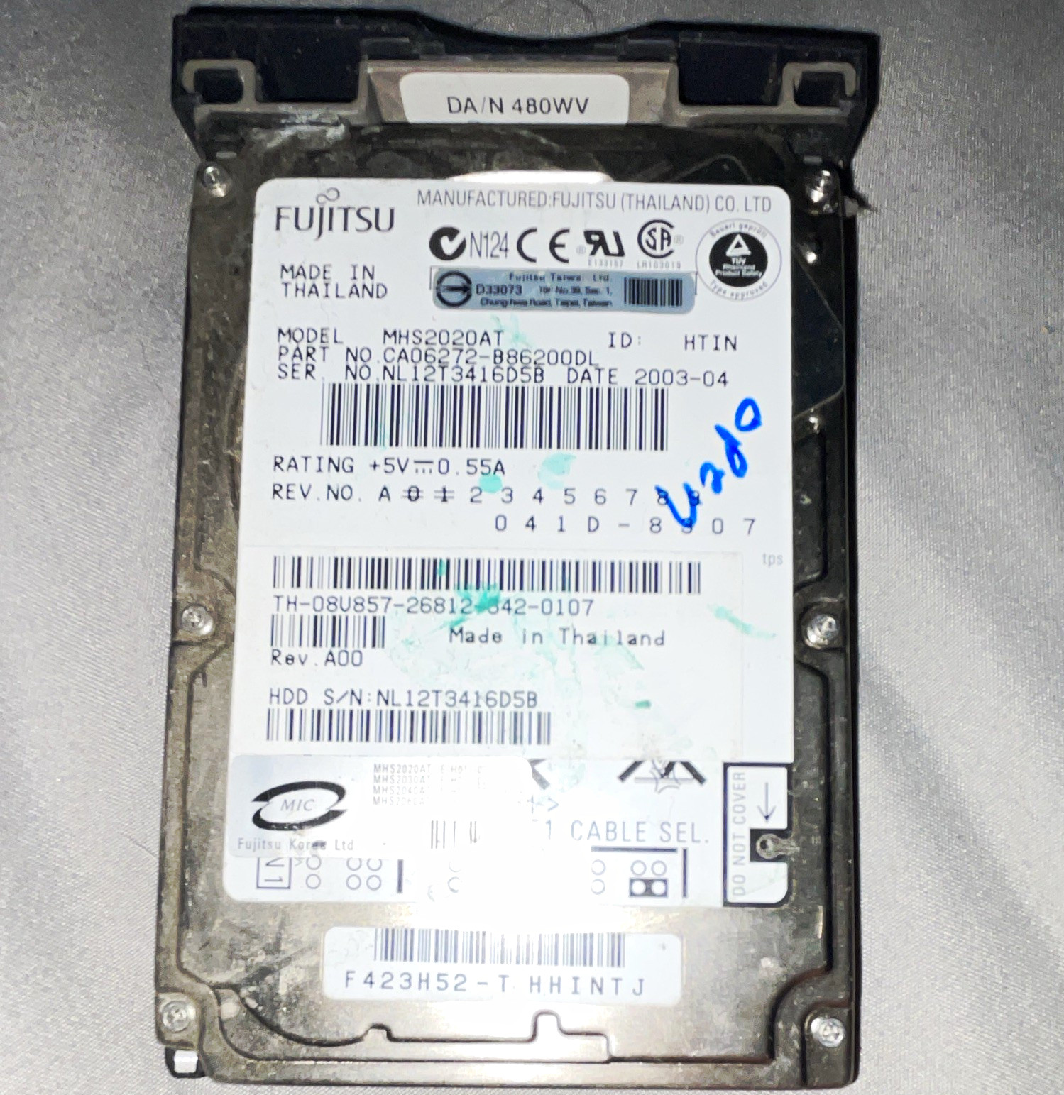 Fujitsu Mobile MHS2020AT CA06627-B86200DL 20GB2.5" IDE 4200RPM2MB HDD UNTESTED