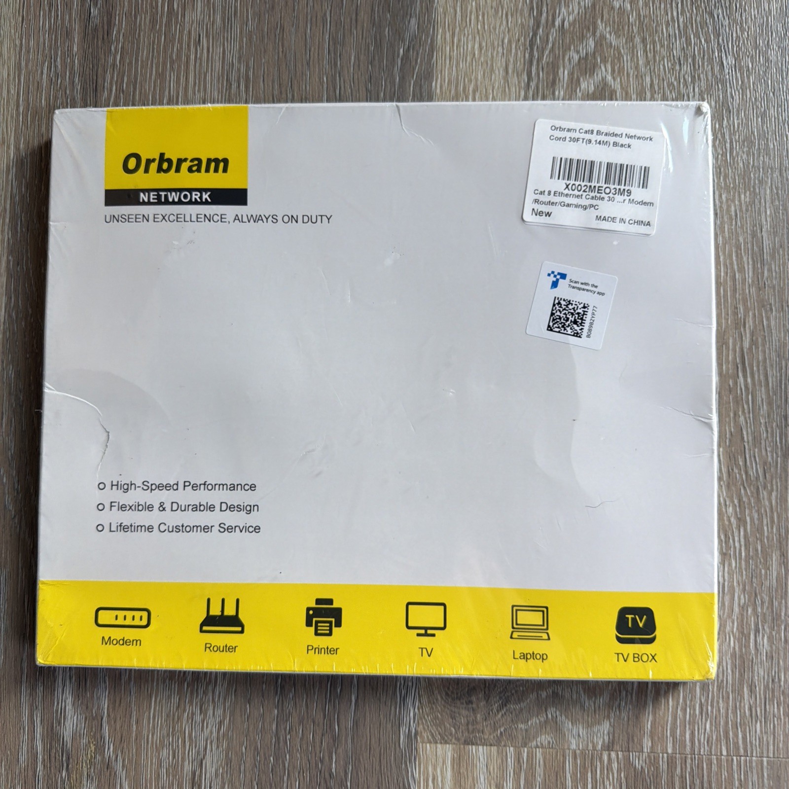 Orbram Cat 8 Braided Cable 30ft, High Speed Heavy Duty - Network / Gaming