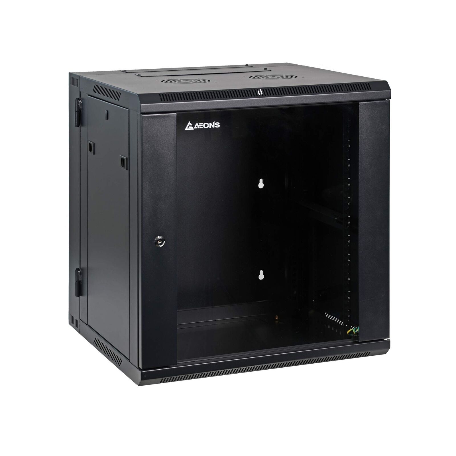 AEONS 12U Professional Wall Mount Server Cabinet Enclosure Double Section Hin...