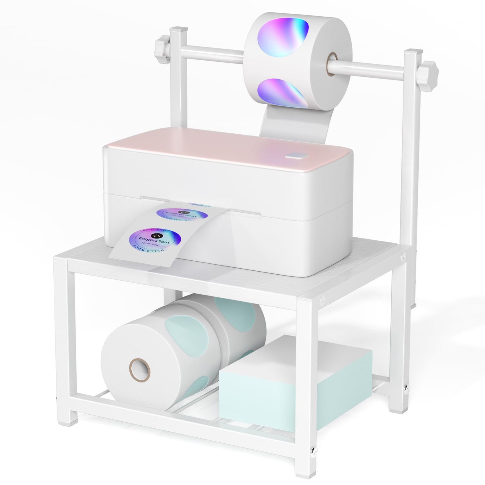 Label Holder for Rolls and Fan-Fold Labels, Sturdy Thermal Sticker Holder for...