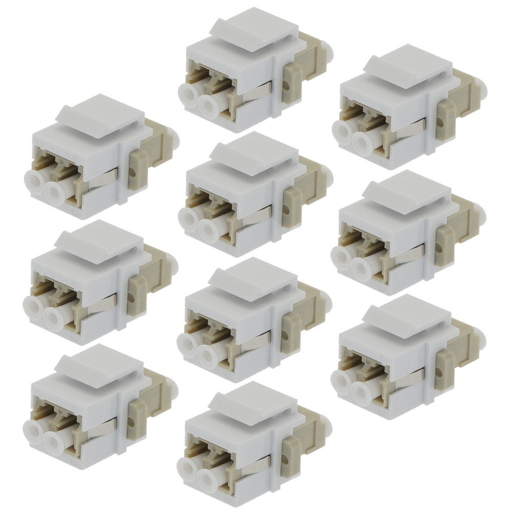 10x LC/UPC Duplex Multi Mode Fiber Optical Coupler w/ Keystone Jack Insert Ivory