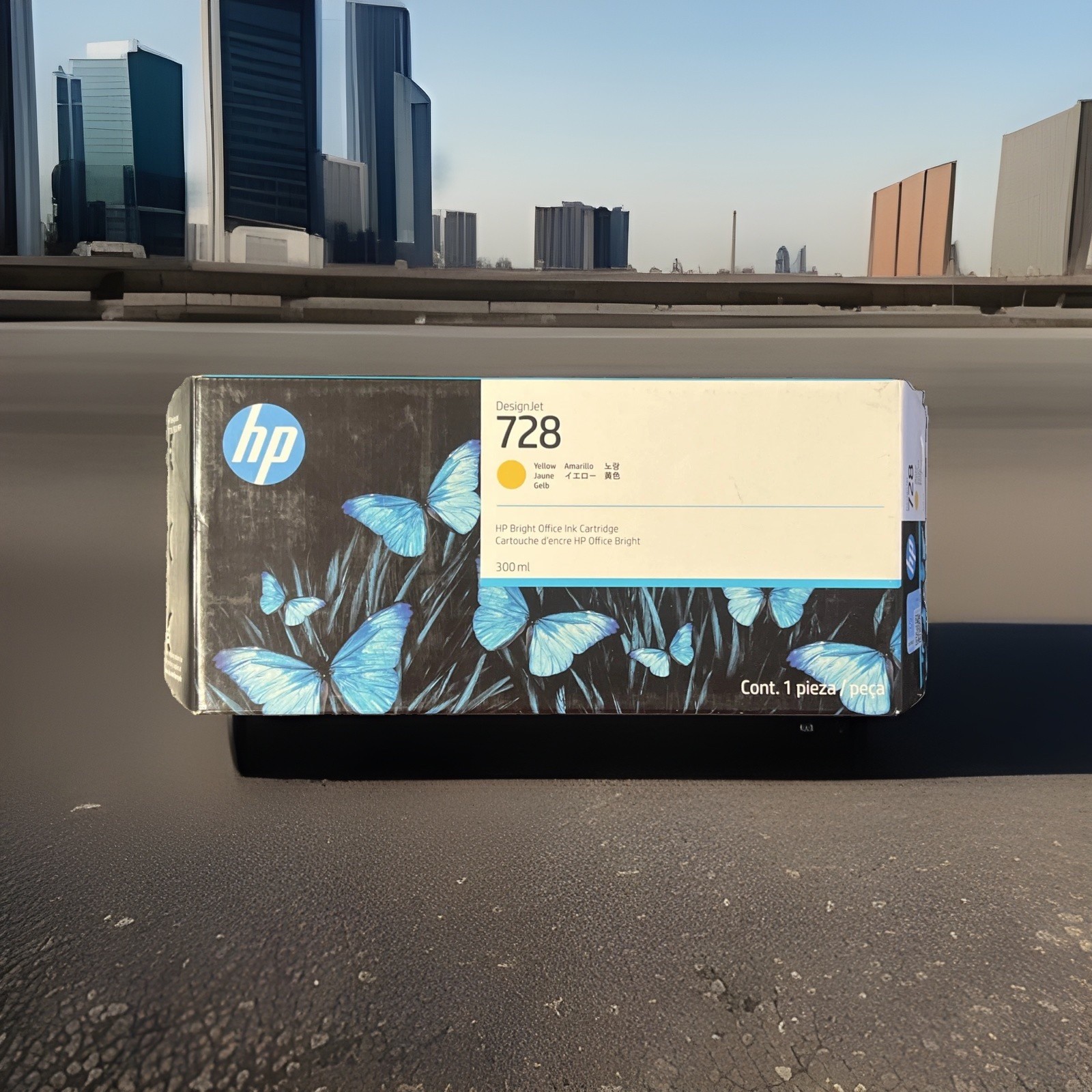 New, Authentic HP Design Jet 728 Yellow Ink Cartridge. 300ML. Exp 10/26 (F9K15A)