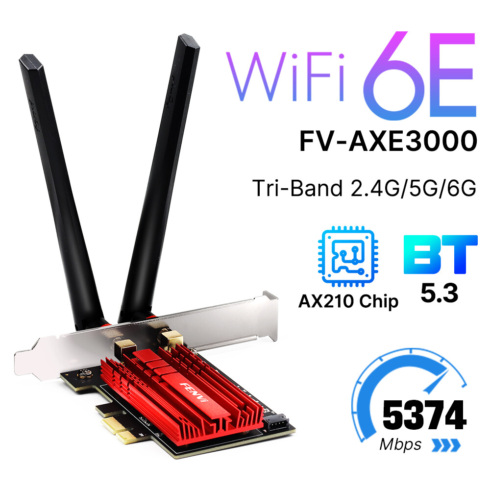 FV-AXE3000 PCIe Wifi 6E BT 5.3 Intel AX210 Chip Tri-Band Desktop Network Adapter