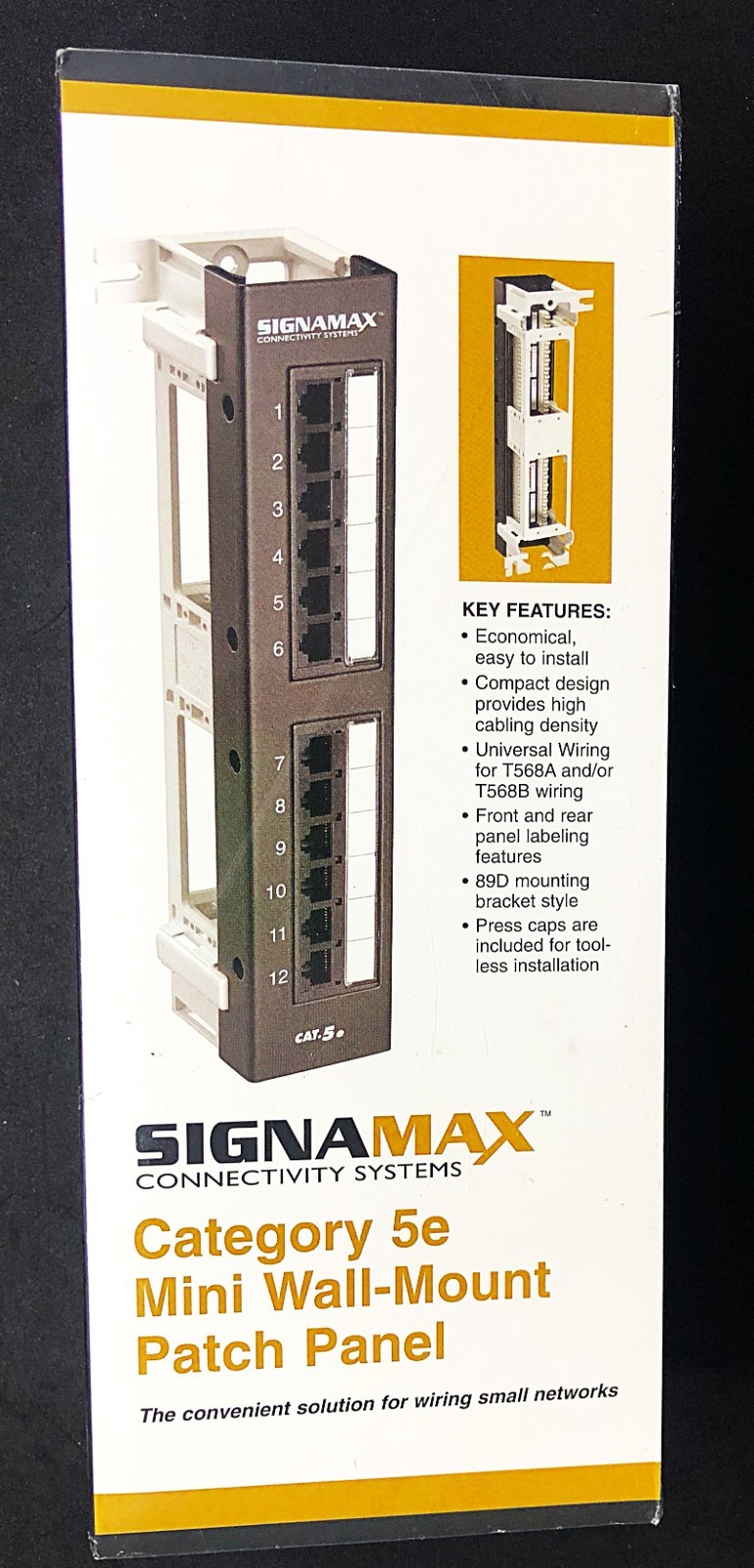 NIB Signamax 12458M CAT5E 12 Port Mini Patch Panel for Wiring Small Networks