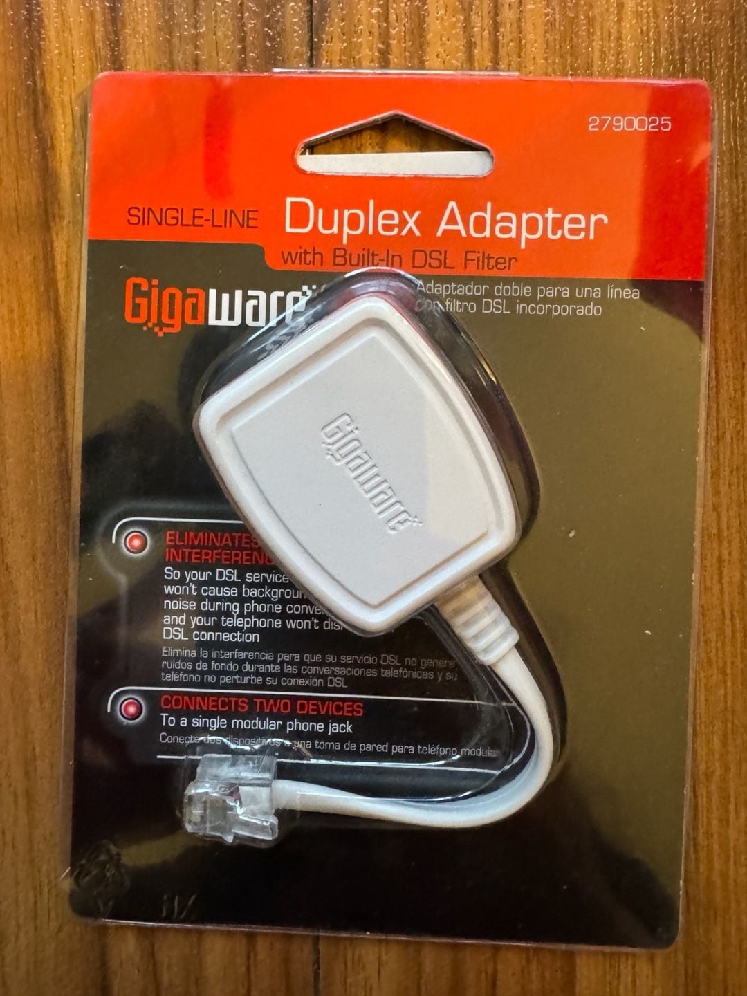 Gigaware Single-Line Duplex Adapter with Built-In DSL Filter
