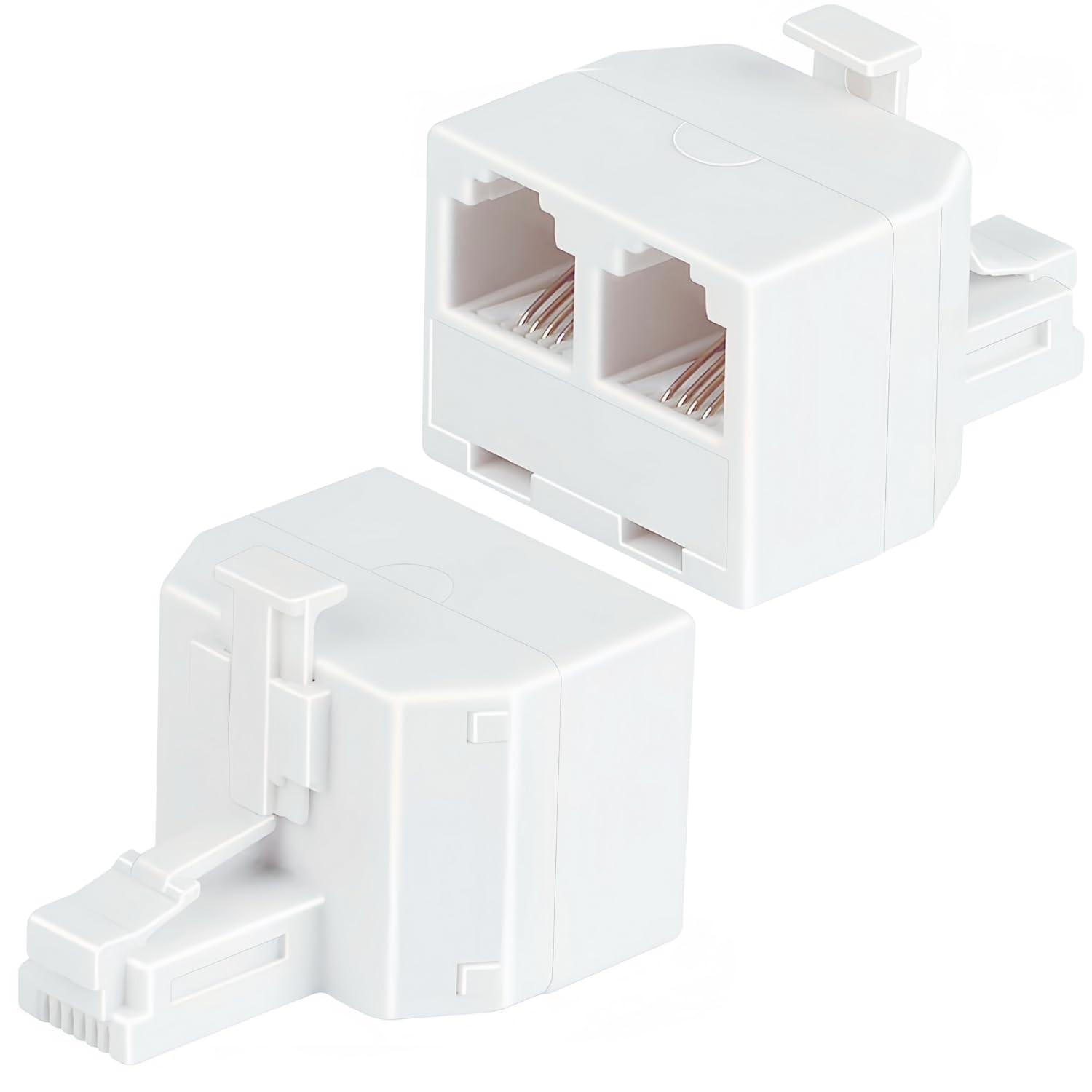 Phone Line Splitter, 2 Pack RJ11 6P4C Telephone Jack Adapter 1 Male to Dual F...