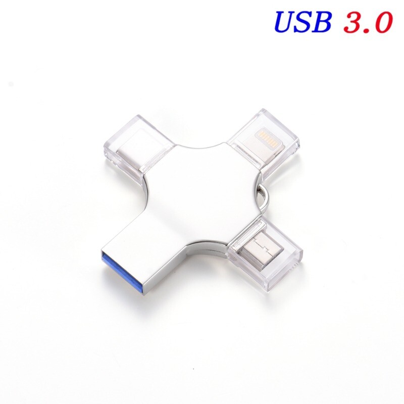 4In1 for IPhone Android High Speed USB 3.0 Flash Drive Free Logo Metal Pen Drive