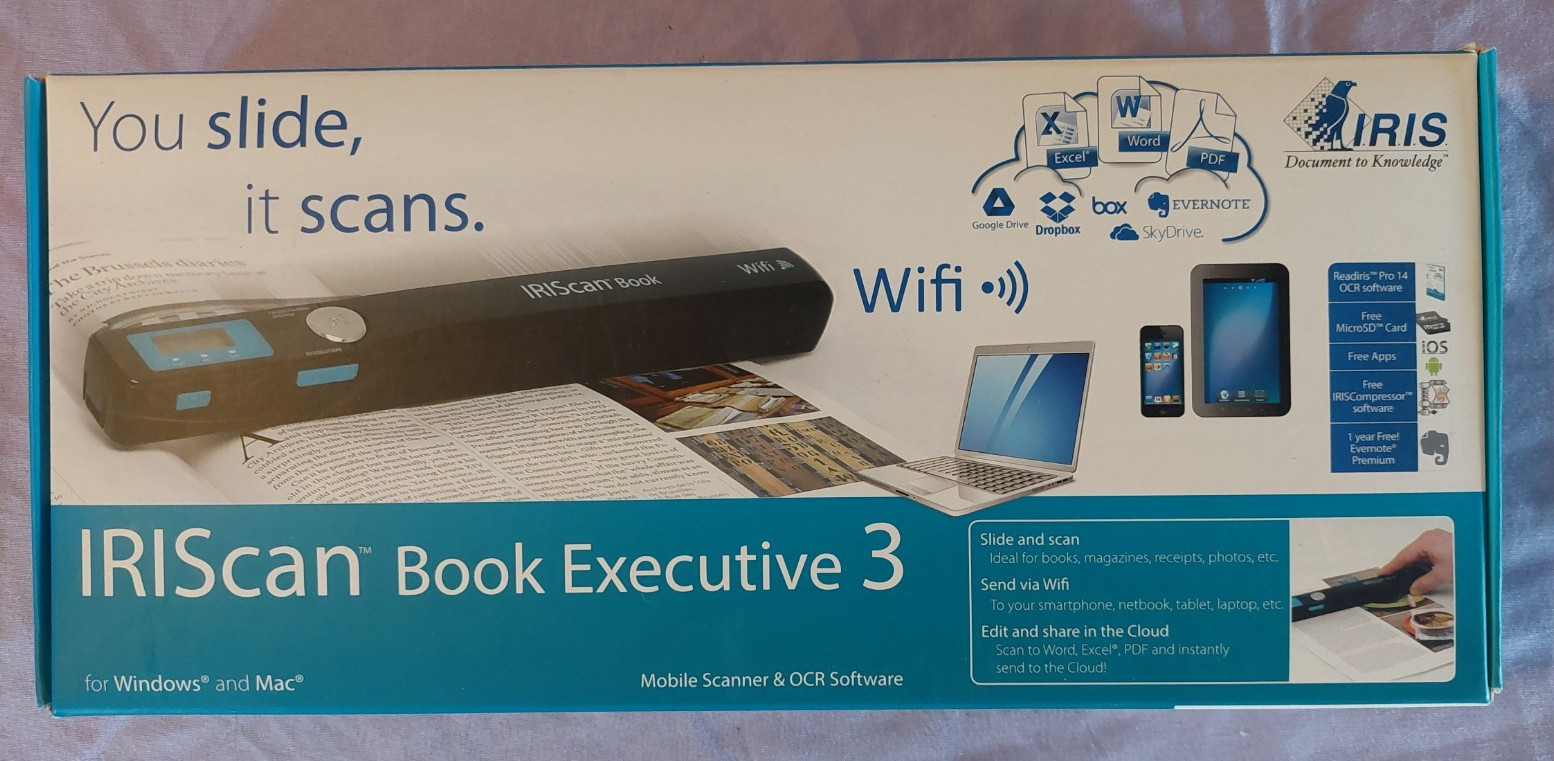 IRIScan Book Executive 3 Portable Scanner WiFi USB PDF Scanner Complete in Box