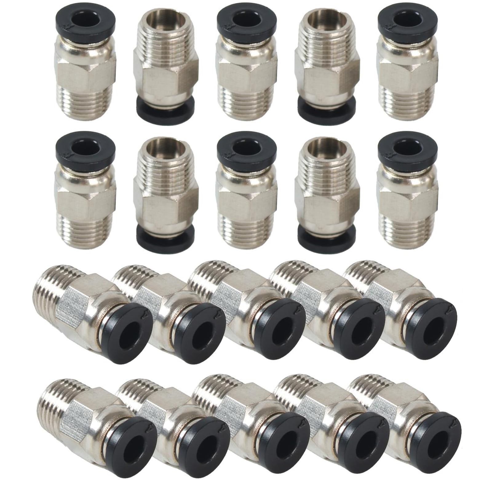 20PCS PC4-M10 Bowden Tube Coupler Male Straight PTFE Tube Push Pneumatic Conn...