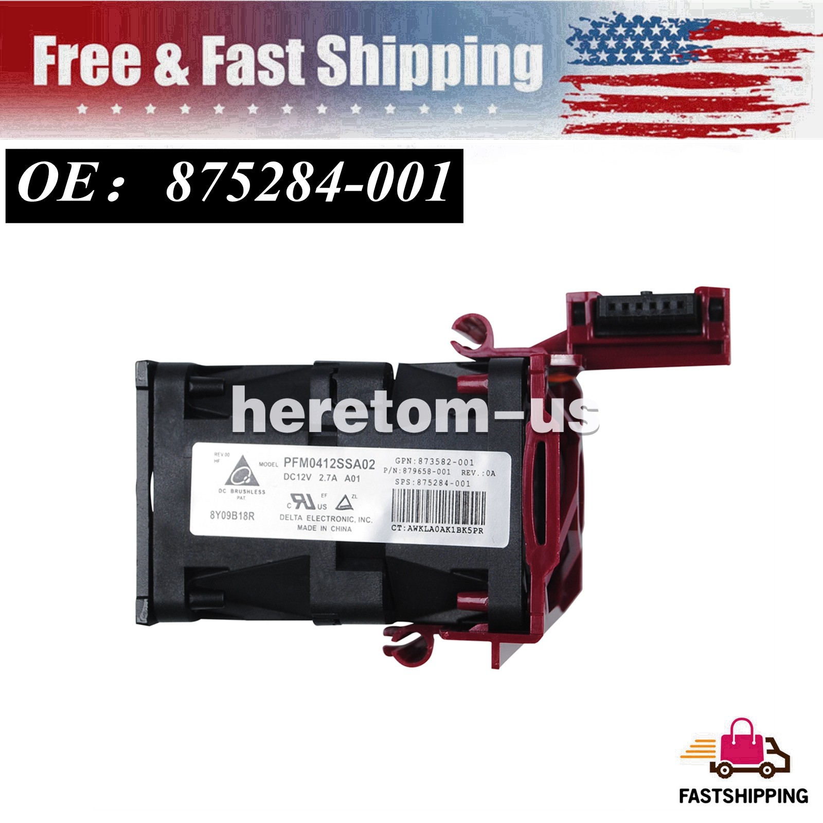 High Performance CPU Cooling Fan 869409-001 873582-001 875284-001 For HP DL360