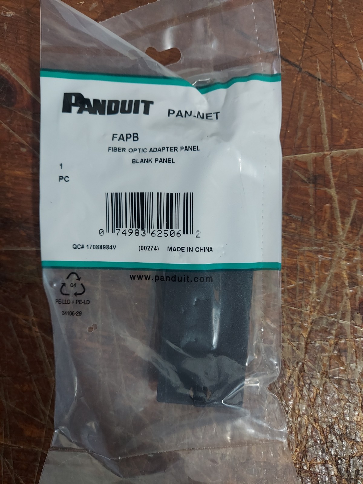 Panduit FAPB Blank Front Loading Adapter Panel Plastic Black