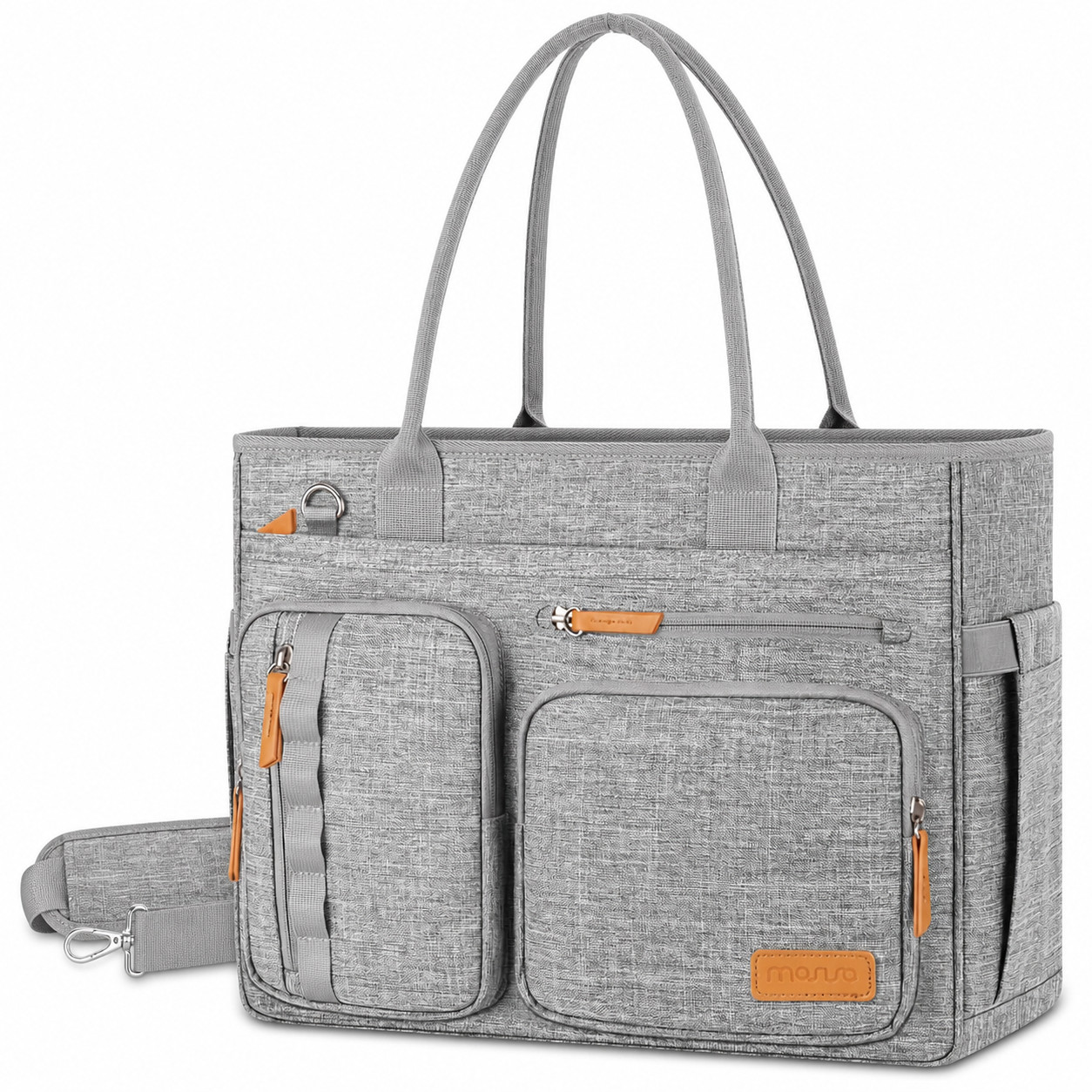 MOSISO 15.6in Laptop Teacher Tote Bag USB Charging Work Shoulder Briefcase Gray
