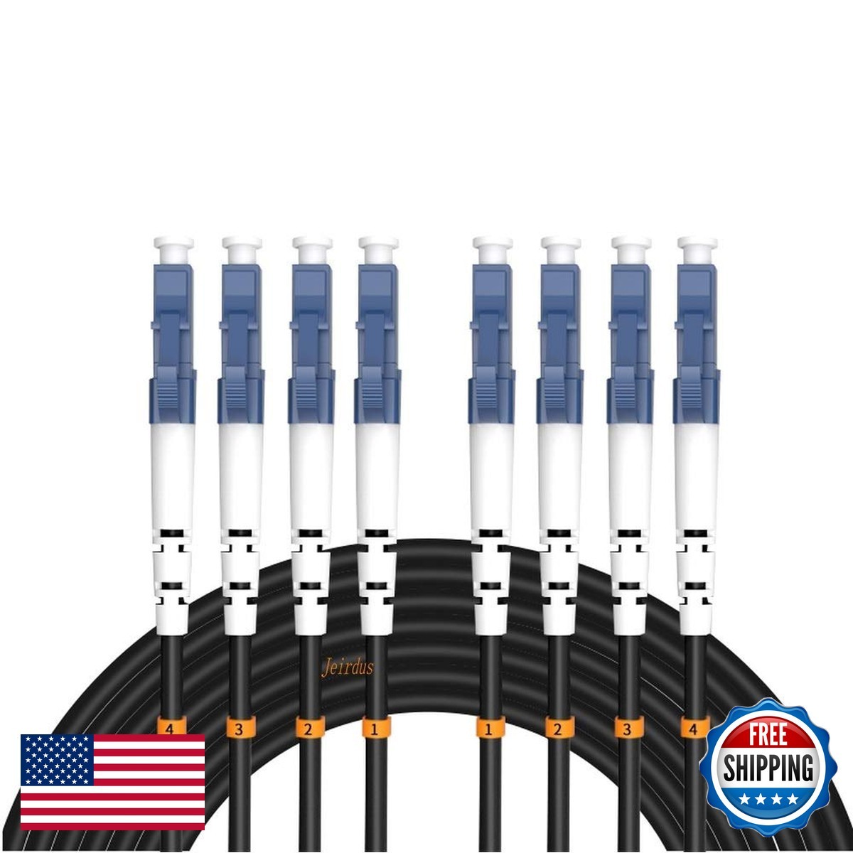 Jeirdus 60M 4 Core LC-LC Outdoor Armored Fiber Optic Cable 9/125 Singlemode