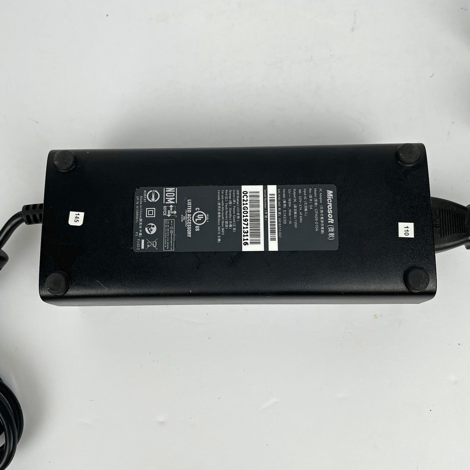 OEM Microsoft Xbox 360 Slim AC Power Supply Adapter CPA09-010A 115W w/ Cord