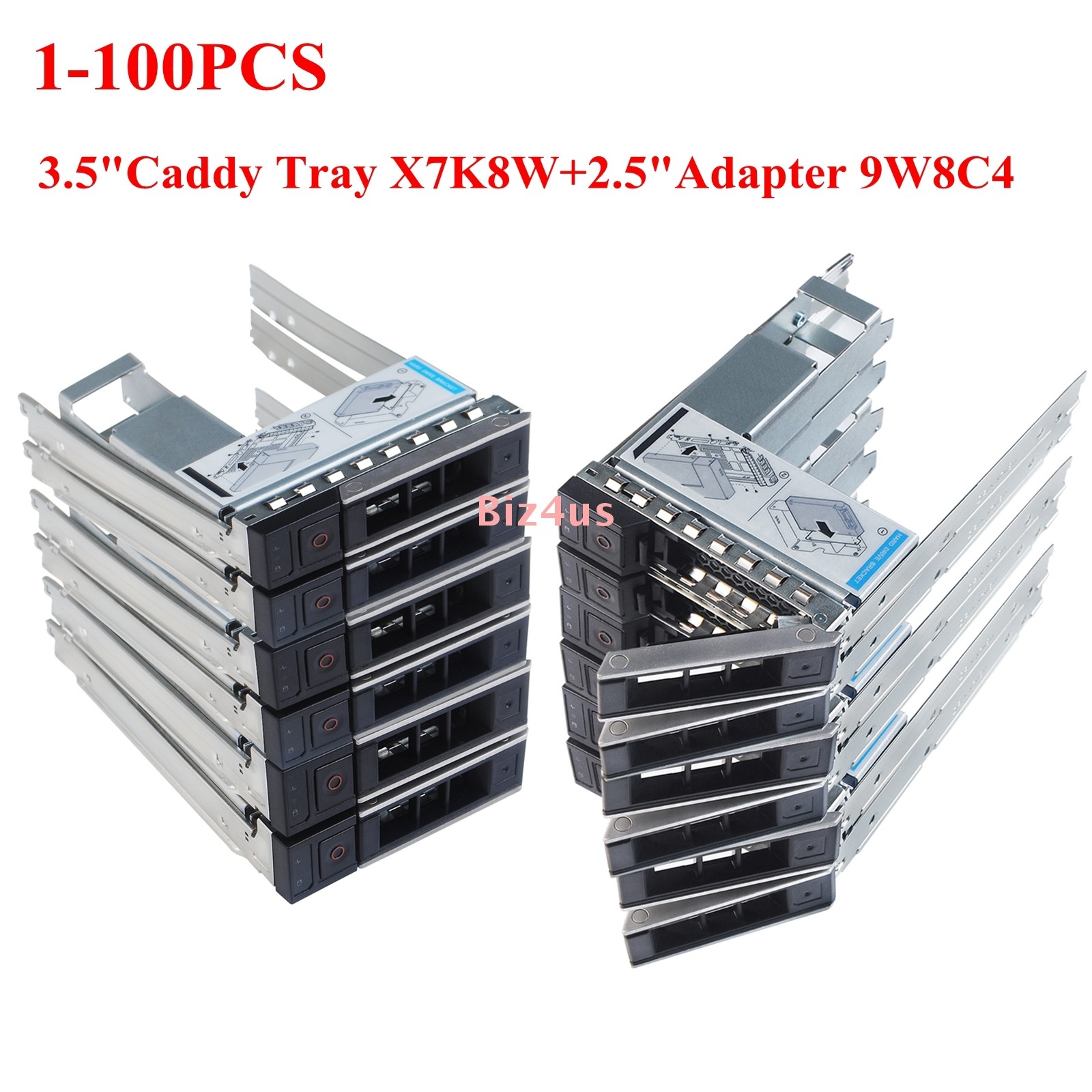 Lot 3.5"Caddy Tray X7K8W+2.5"Adapter 9W8C4 For Dell 14G 15G 16G SERVERS W/SCREWS