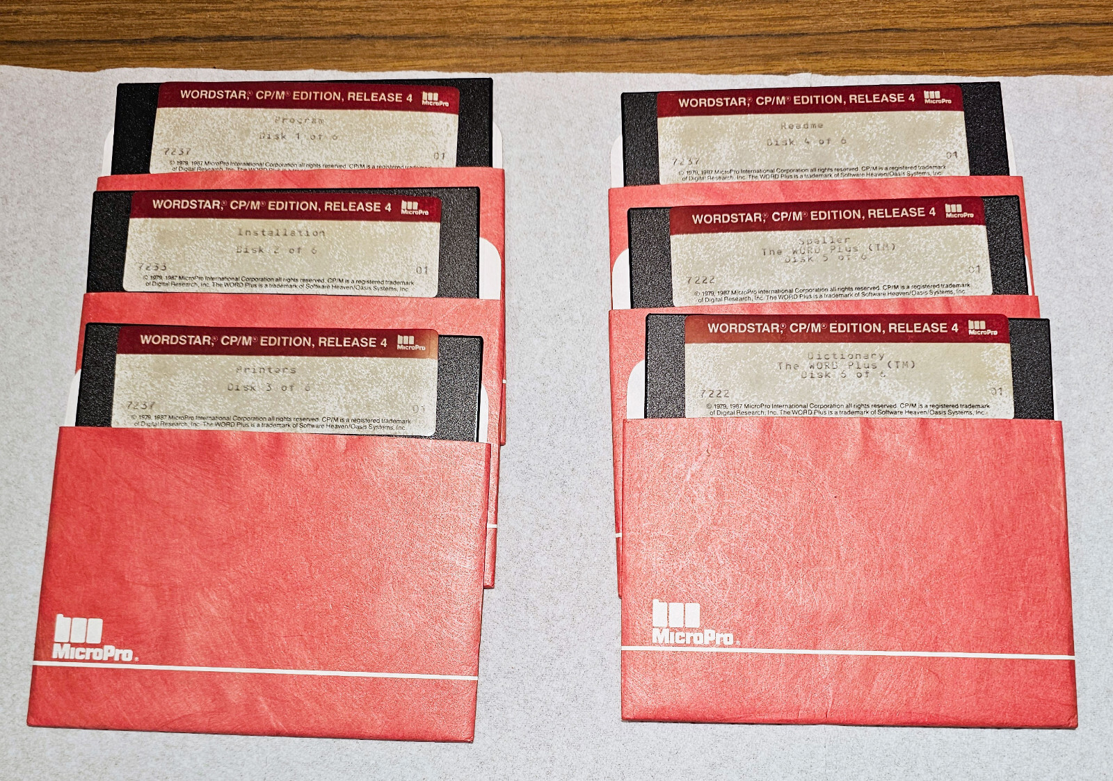 1987 MicroPro Wordstar CP/M Edition, Release 4 - OS - (6) 5.25" Floppy Disks