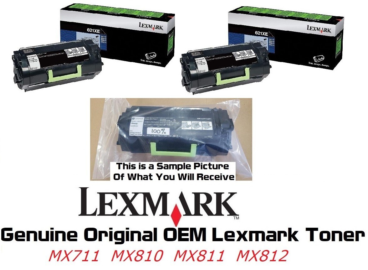 2 Partially New Genuine 62D1X0E 621XE Toner MX711 MX810 MX811 MX812 40% Toner
