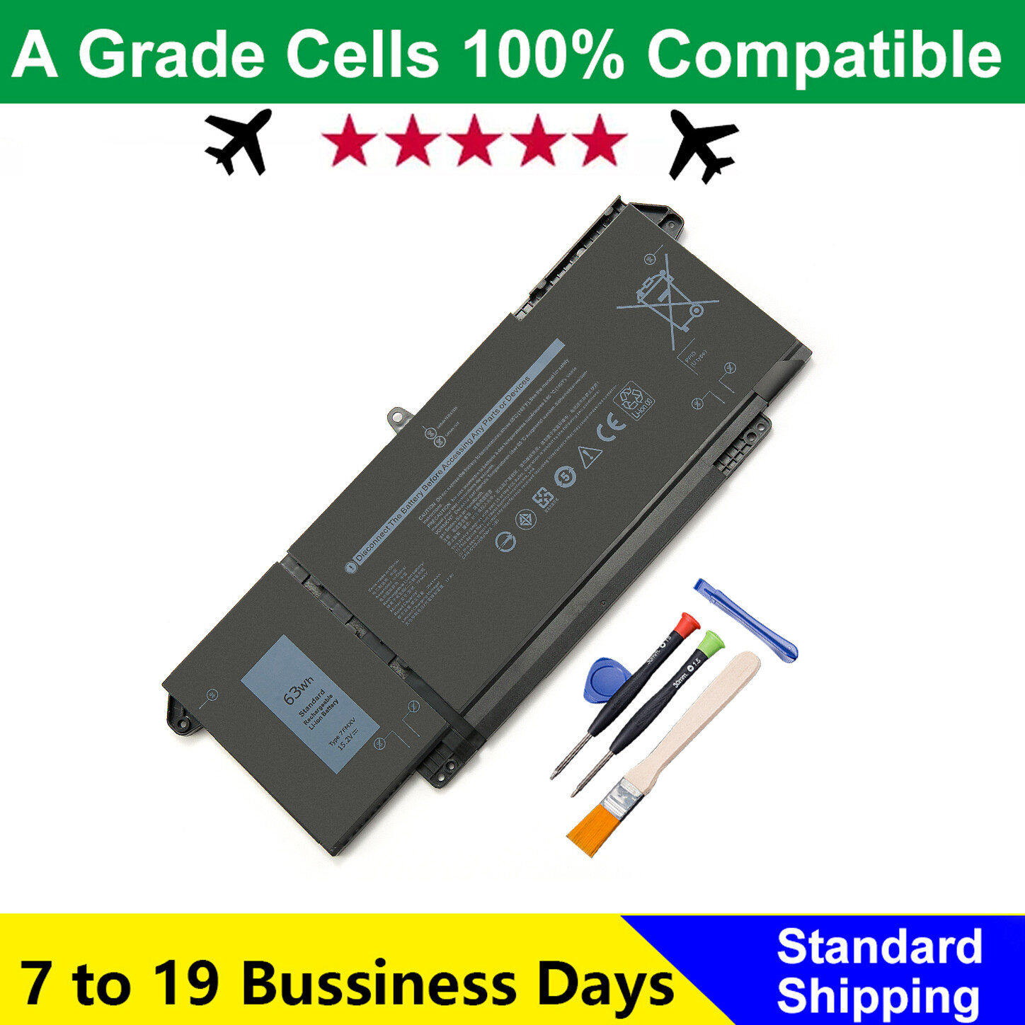 63Wh 15.2V 7FMXV Battery For Dell Latitude 5320 7320 7420 7520 9JM71 1PP63 TN2GY