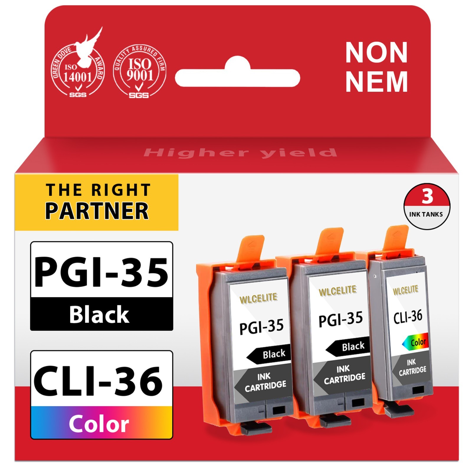 3PK PGI-35 Black & 36 Color Ink Cartridges PIXMA iP100 iP110 TR150 TR160
