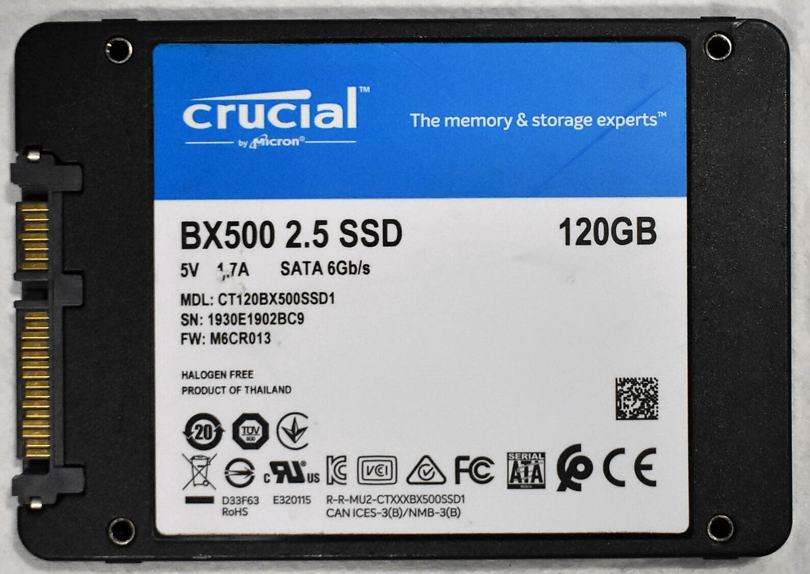 Lot of 5 Crucial BX500 120GB 6Gb/s 2.5\