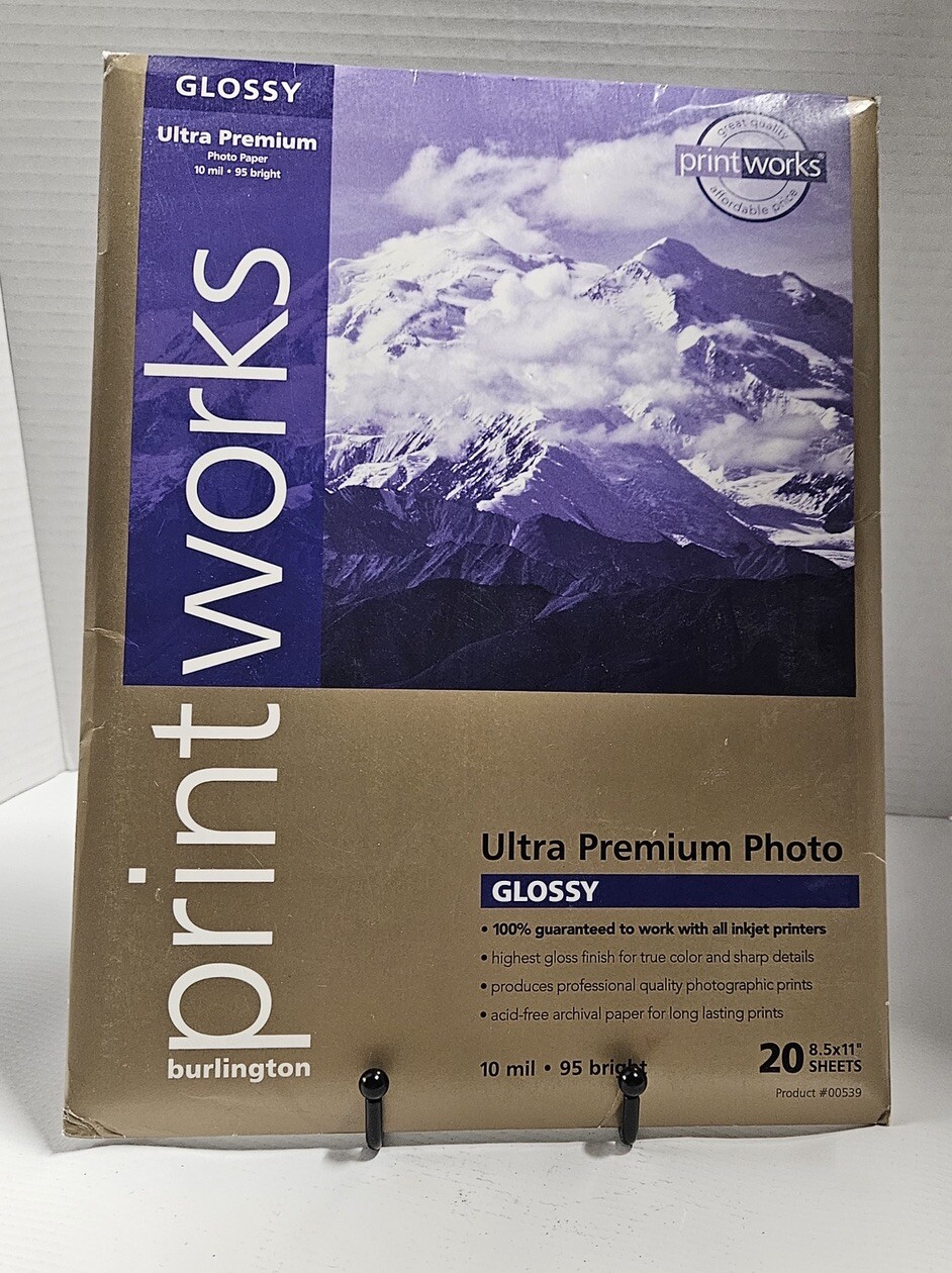 PrintWorks Burlington Glossy Ultra Premium Photo Paper 20 Sheets 8.5” x 11” NEW