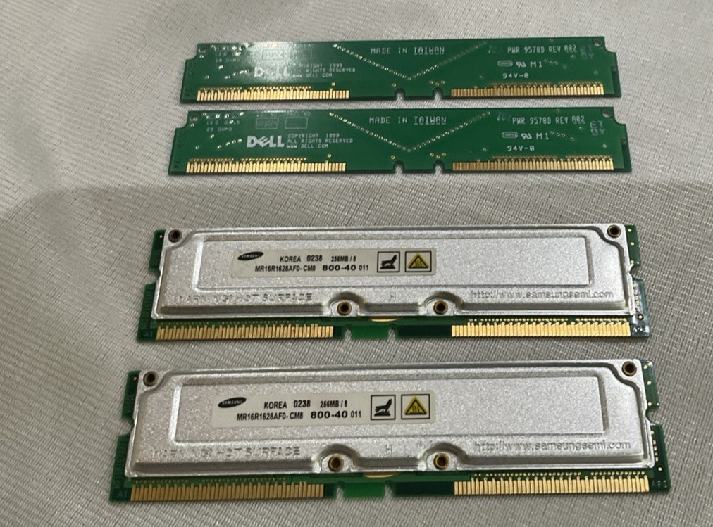 Dell Dimension 8200 RAM Samsung 256MB PC600 RDRAM Kit 2x128MB ECC 184-Pin RIMM +