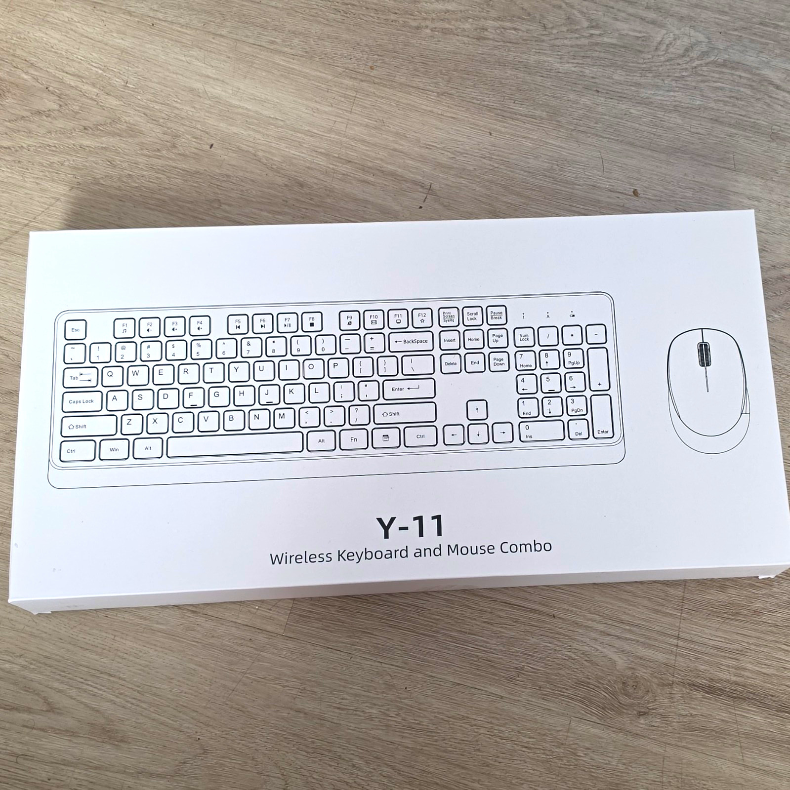 Y-11 Wireless Slim Keyboard & Mouse Combo w/ Numeric Keypad, English, Black