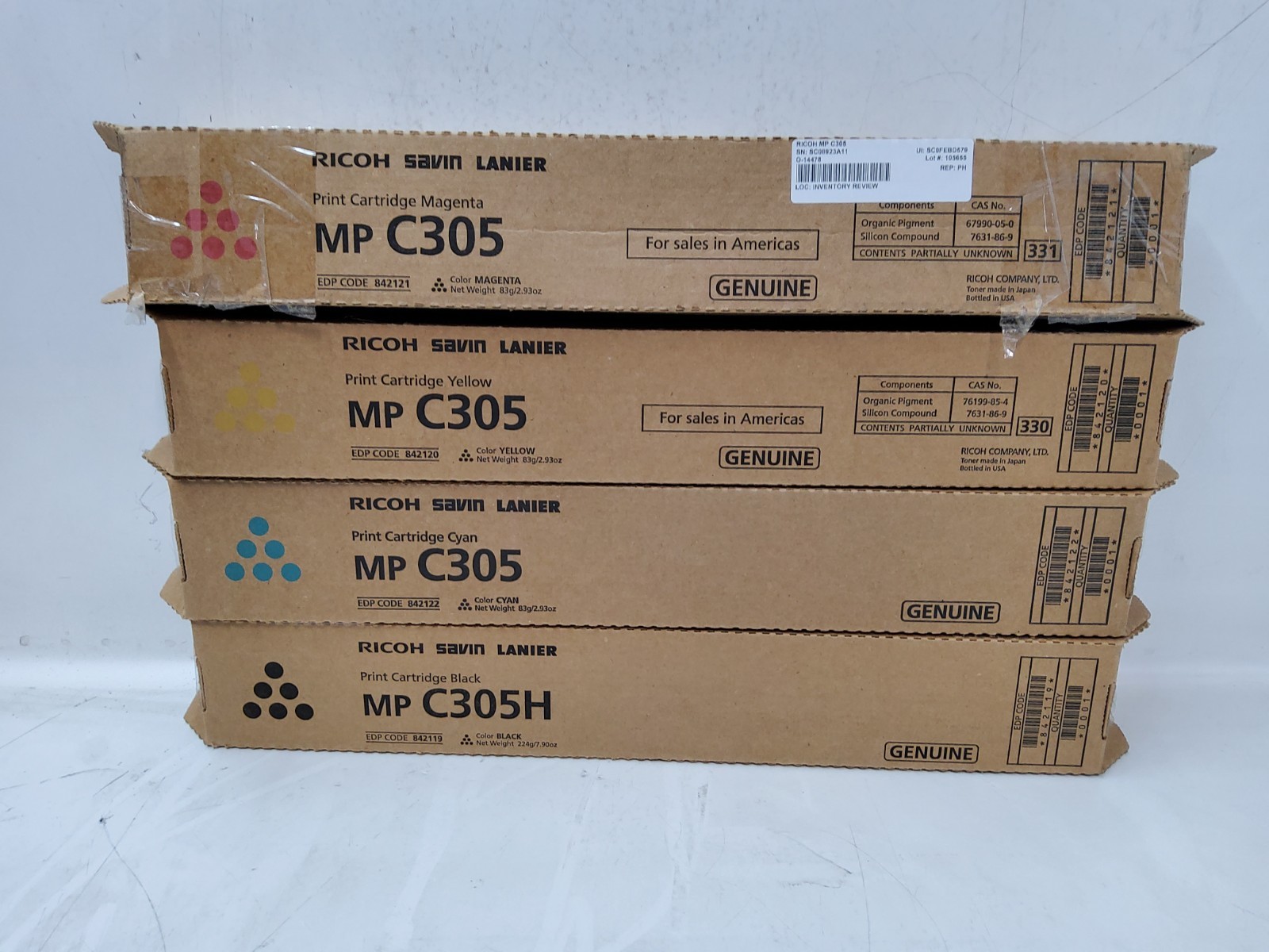 Ricoh MP C305 Complete Toner Cartridge Set 842119 842120 842121 842122