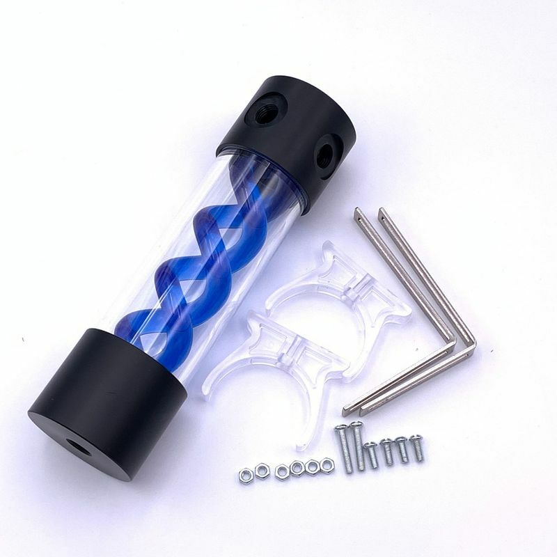 200mm G1/4 Blue Cylinder T-Virus Reservoir Helix Suspension Water Cooling Tank
