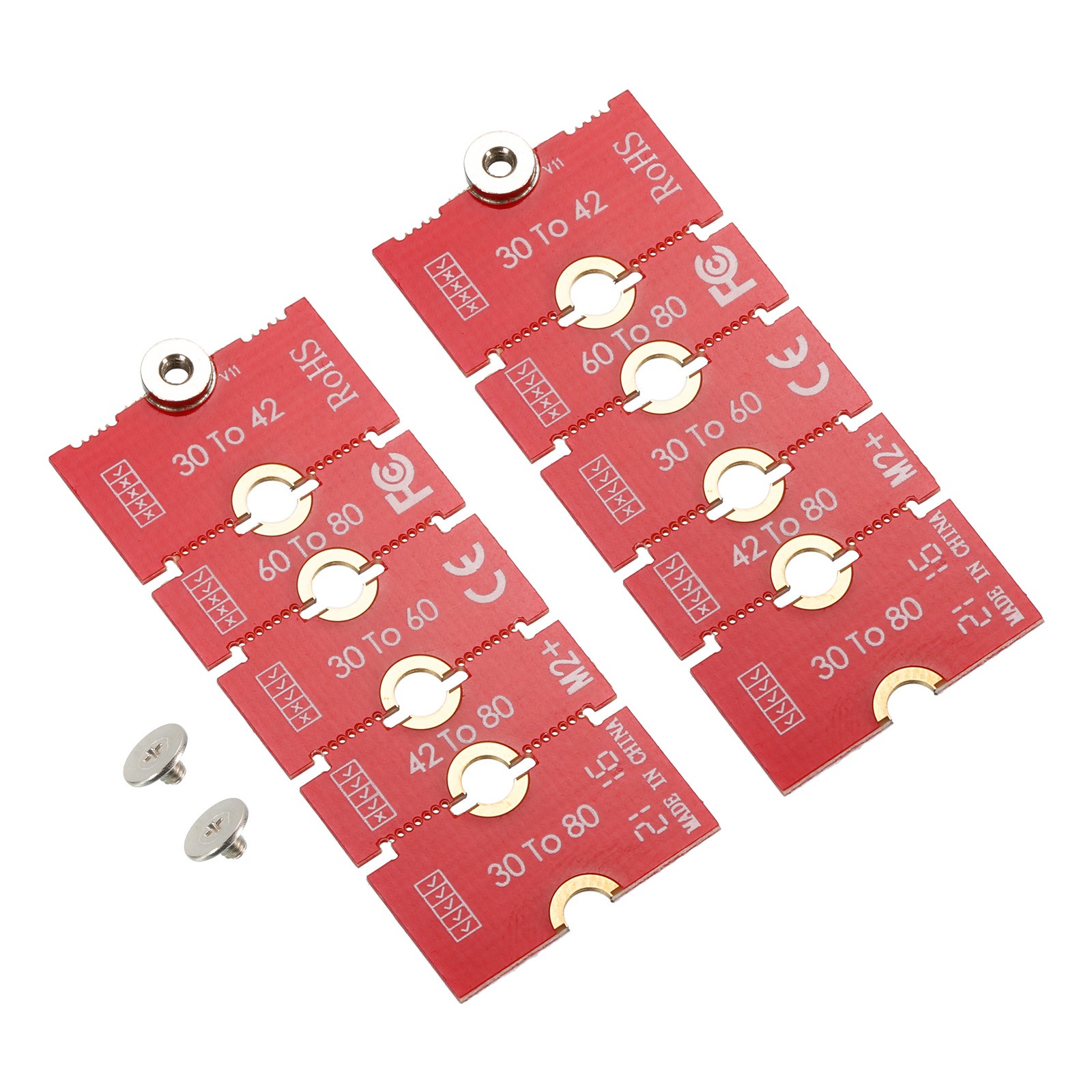 2Pcs M2+ M.2 NGFF/NVME Length Extend Adapter 2230, 2242, 2260, 2280 SSD PCB