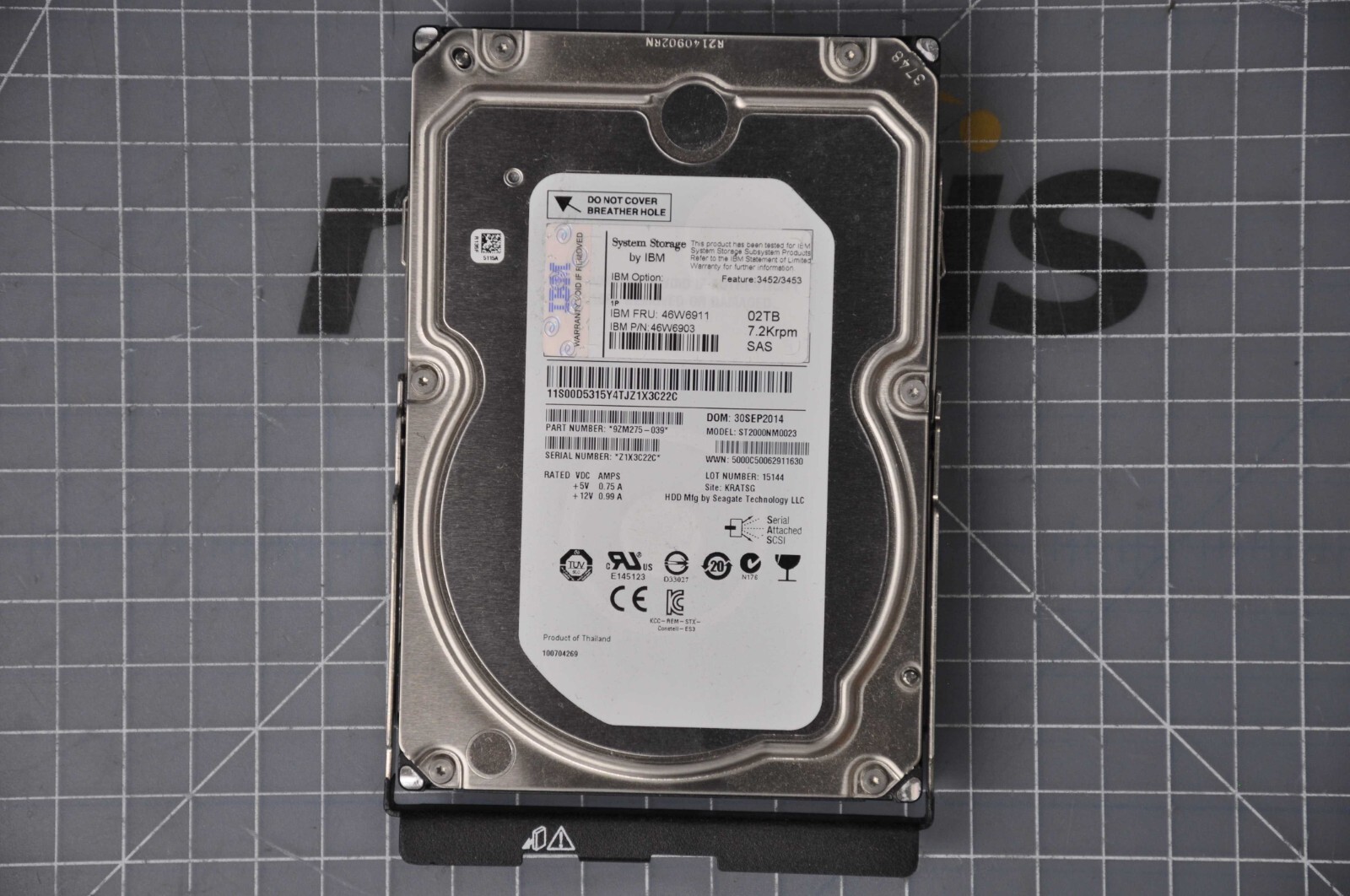 IBM 2TB 7.2K RPM 6Gb SAS 3.5IN LFF Hard Disk Drive Grade B 46W6911