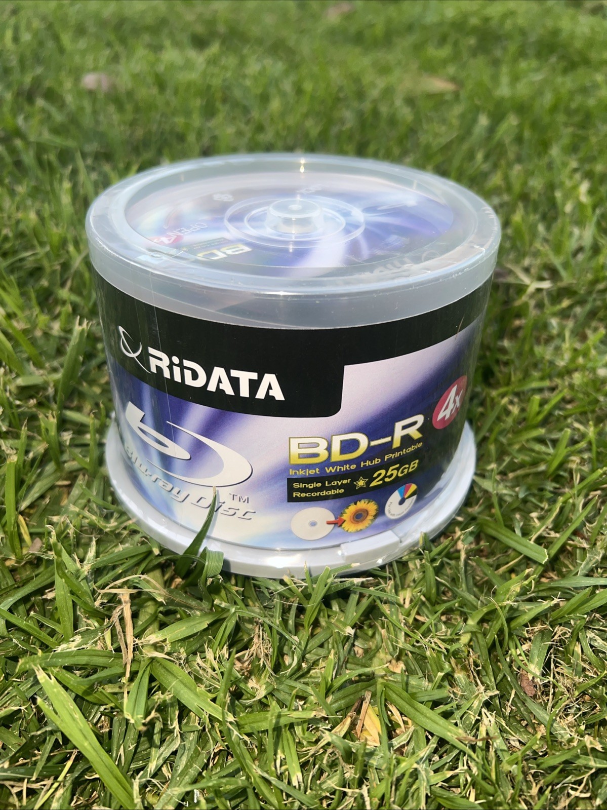 50 Pk Ridata Ritek White Inkjet Hub Printable 4x Blu-Ray BD-R Blank Media 25GB