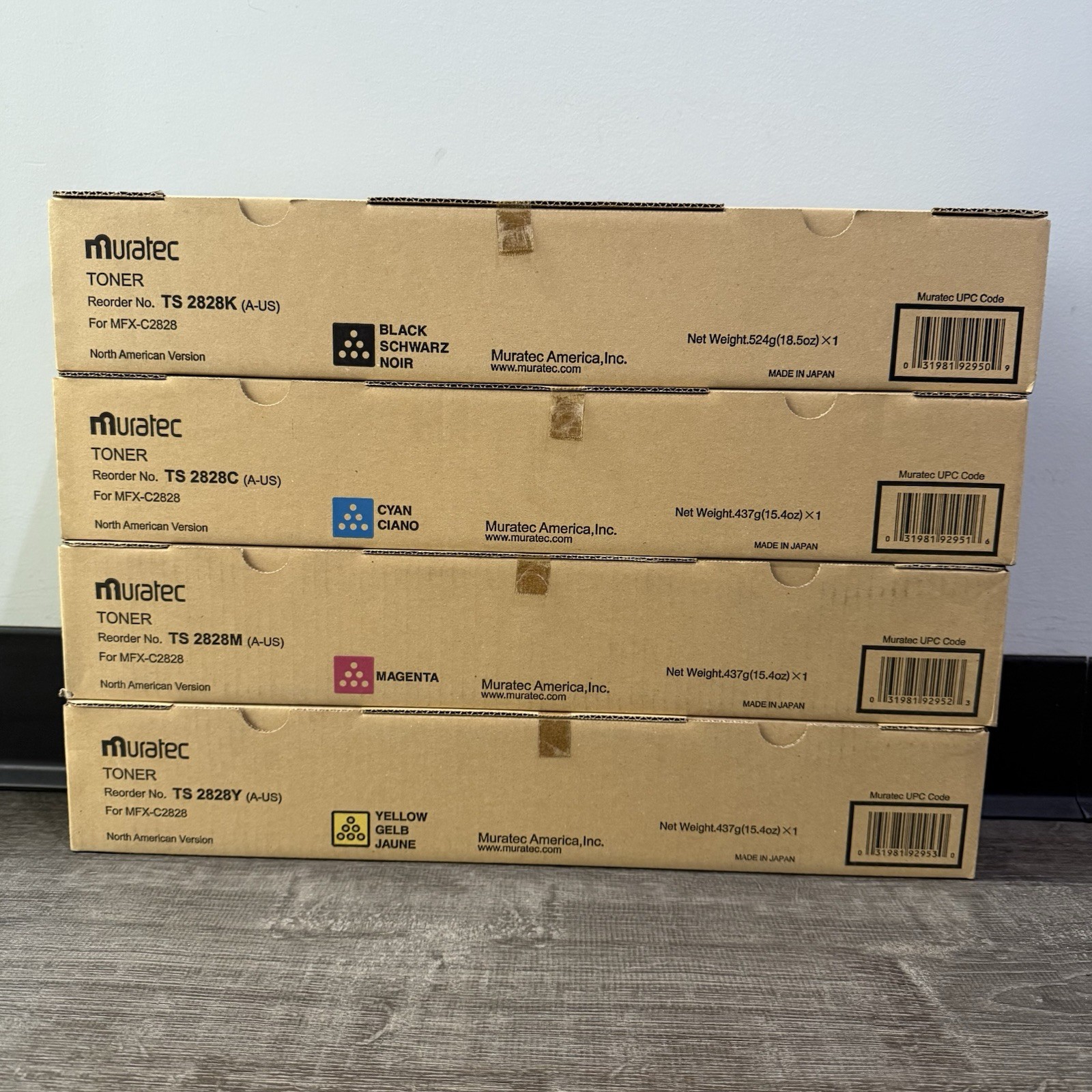 Muratec TS-2828 KYCM Complete Set of 4 Colors Toner Cartridges for MFX-C2828 NEW