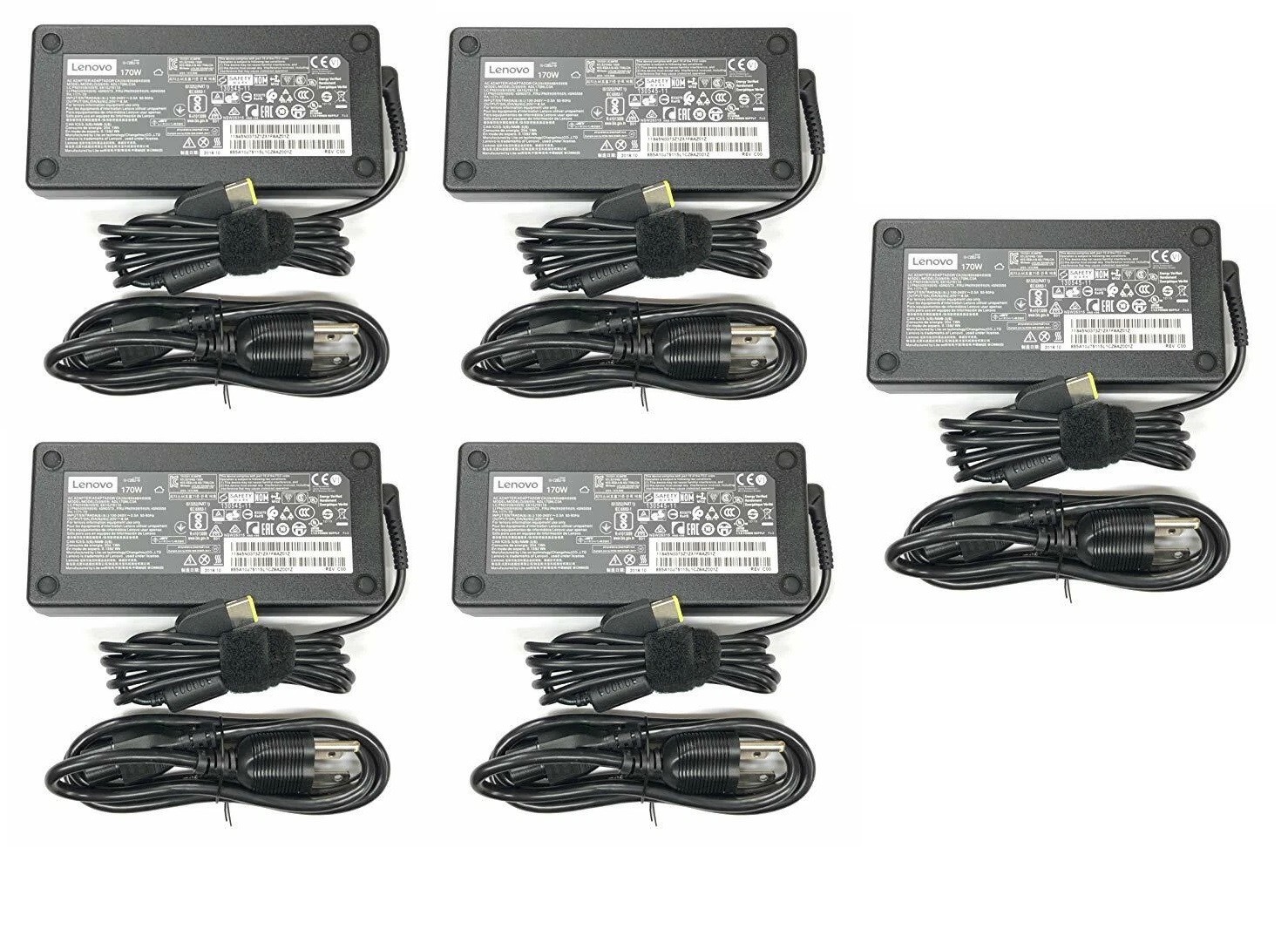5pcs OEM Lenovo 170W AC Adapter Charger Yellow Tip for PA-1171-71 P50 P51 P52