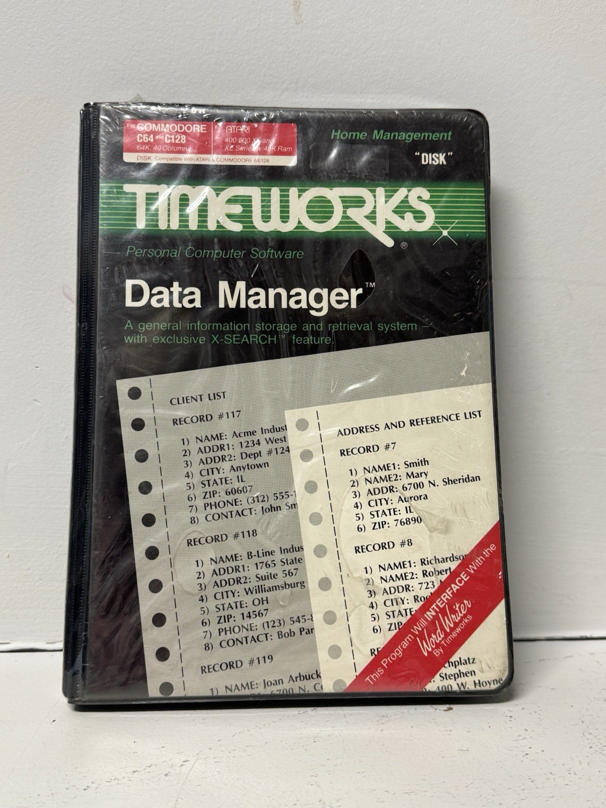 Timeworks Data Manager Commodore 64 Atari XL XE 1982 Sealed Vintage