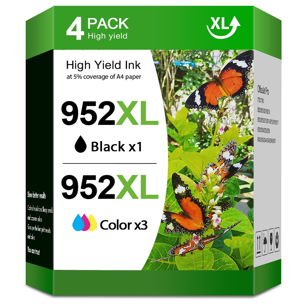 Printer Ink 952 XL 952XL Ink Combo Pack for HP OfficeJet Pro 8710 8715 7740 -4PK