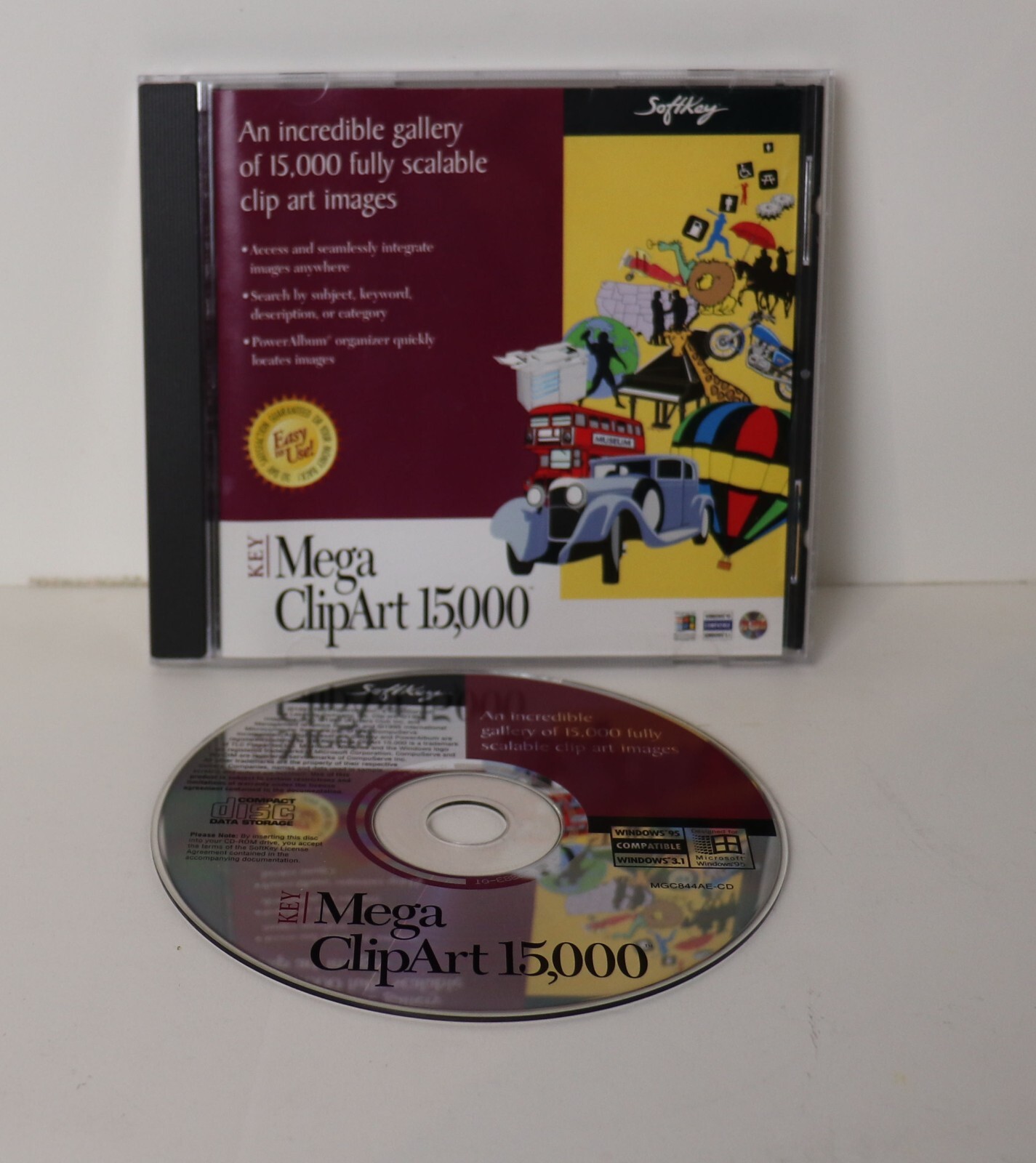 Key Mega ClipArt 50,000 (PC CD, 1997) Microsoft Windows 95 & 3.1