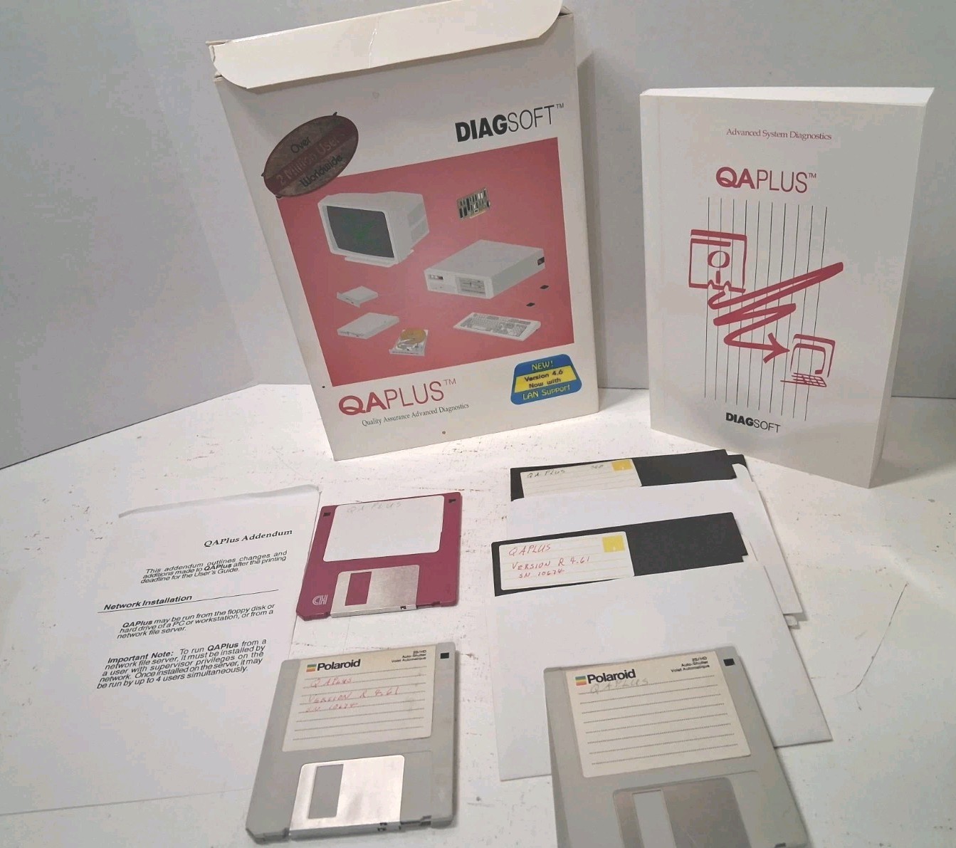 QAPlus Diagsoft Advanced Diagnostics V4.61 Box Manual DOS Vintage Diagsoft LAN