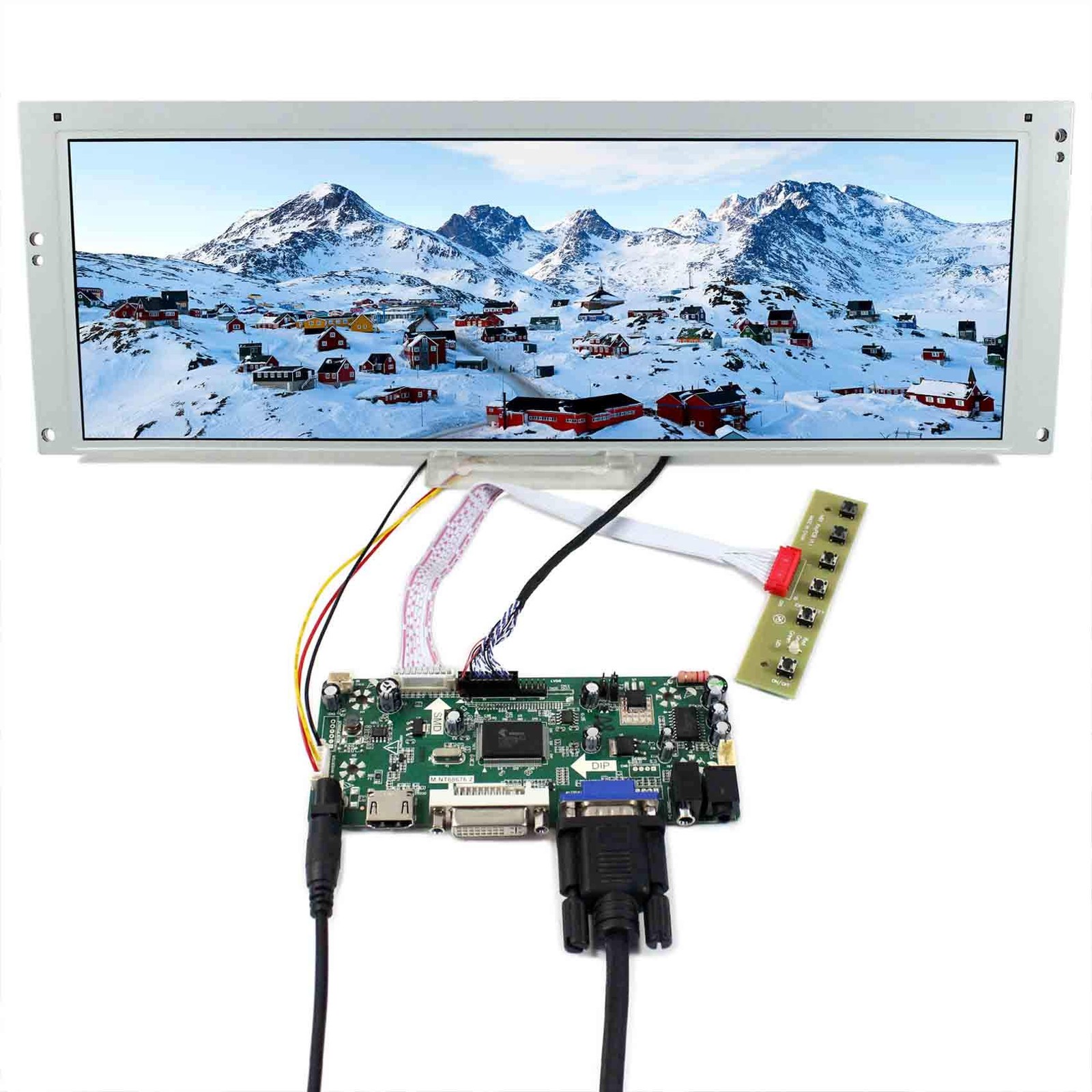 VSDISPLAY 14.9 1280x390 LCD Screen LTA149B780F with HD-MI DVI VGA Audio Controll