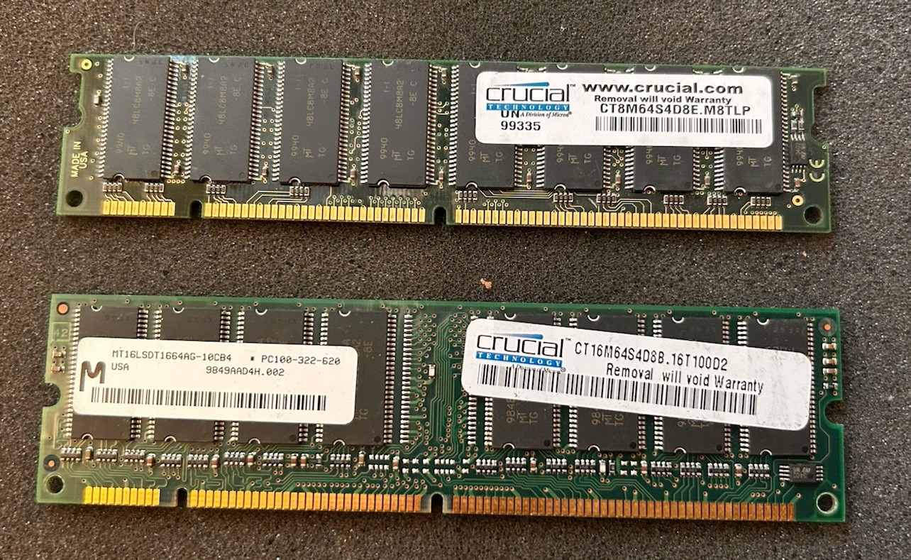Crucial Micron 128MB 512MB PC100 PC133 168-Pin SDRAM Desktop RAM Modules