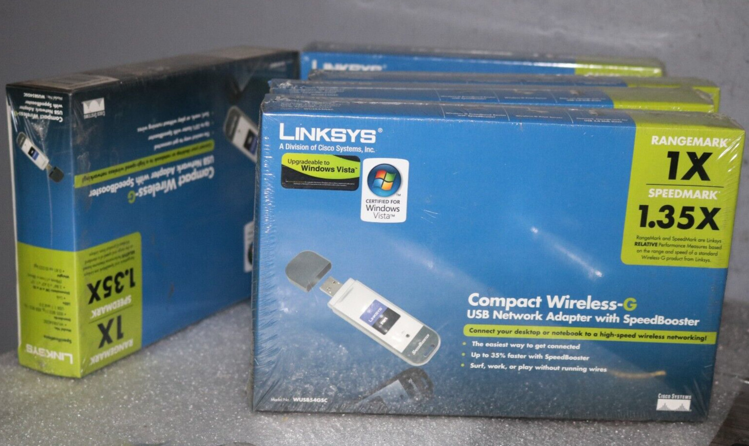 LOT OF 5 Linksys WUSB54GSC Compact Wireless-G USB Network Adapter Speed Booster