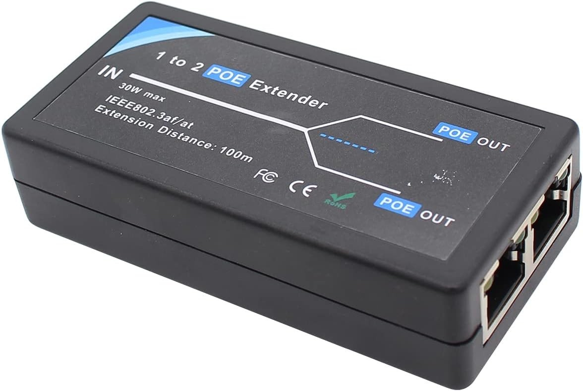 POE Extender 2 Port PoE-Powered PoE-sourcing ethernet Switch Repeater 100m 1