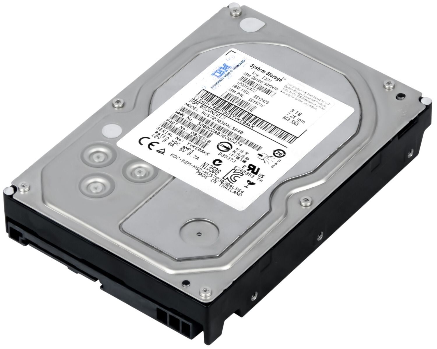 IBM System Storage 3.5" HDD 3TB 7200 RPM 64MB Cache SAS 2 00Y2425