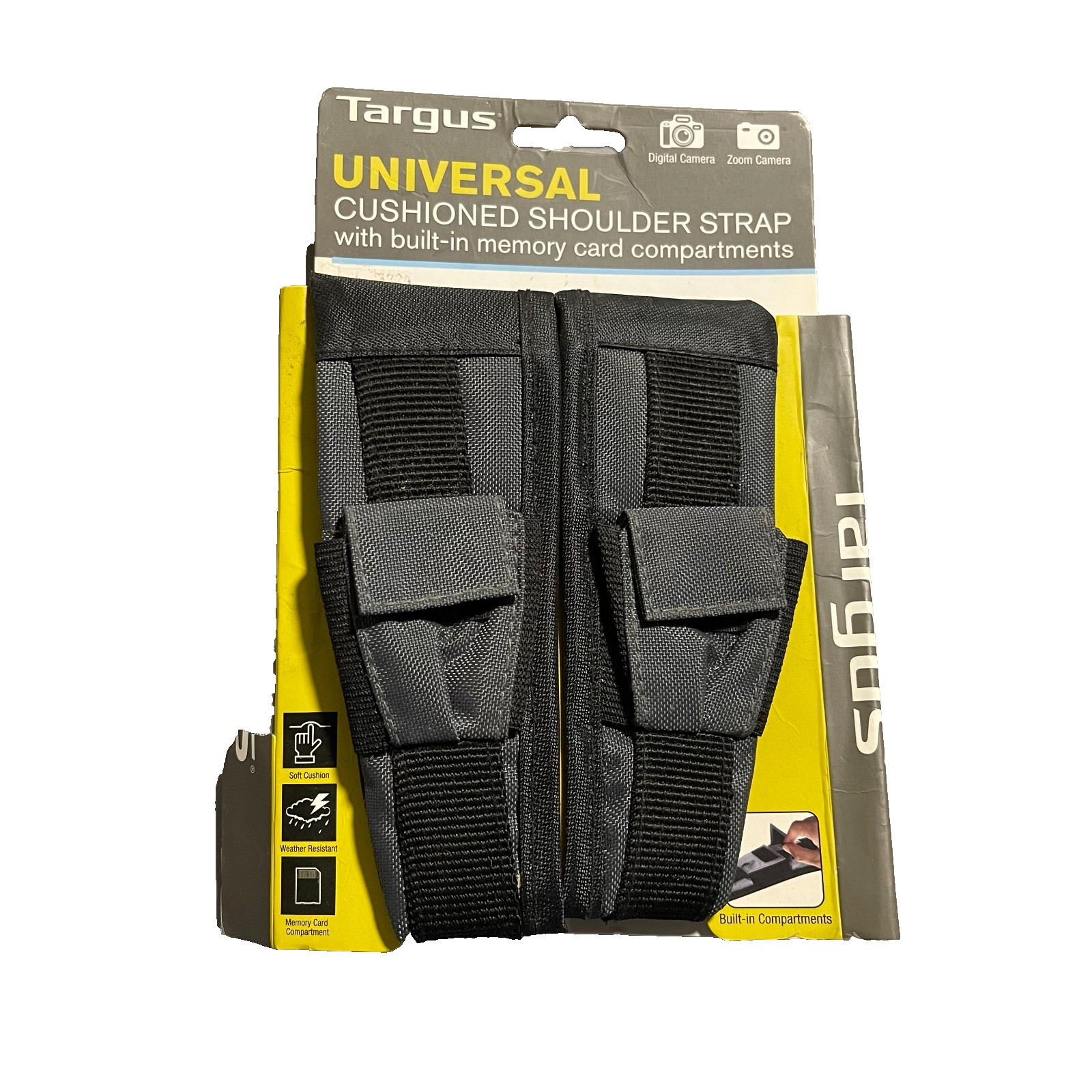 Targus Universal Cushioned Camera Strap with SD Holder- Black (TG-ST410) NOS