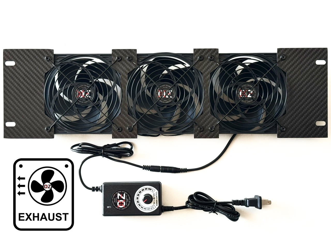 3U Rackmount Cooling Exhaust Fan Panel Quiet High-Airflow 19" Server AV Cabinet