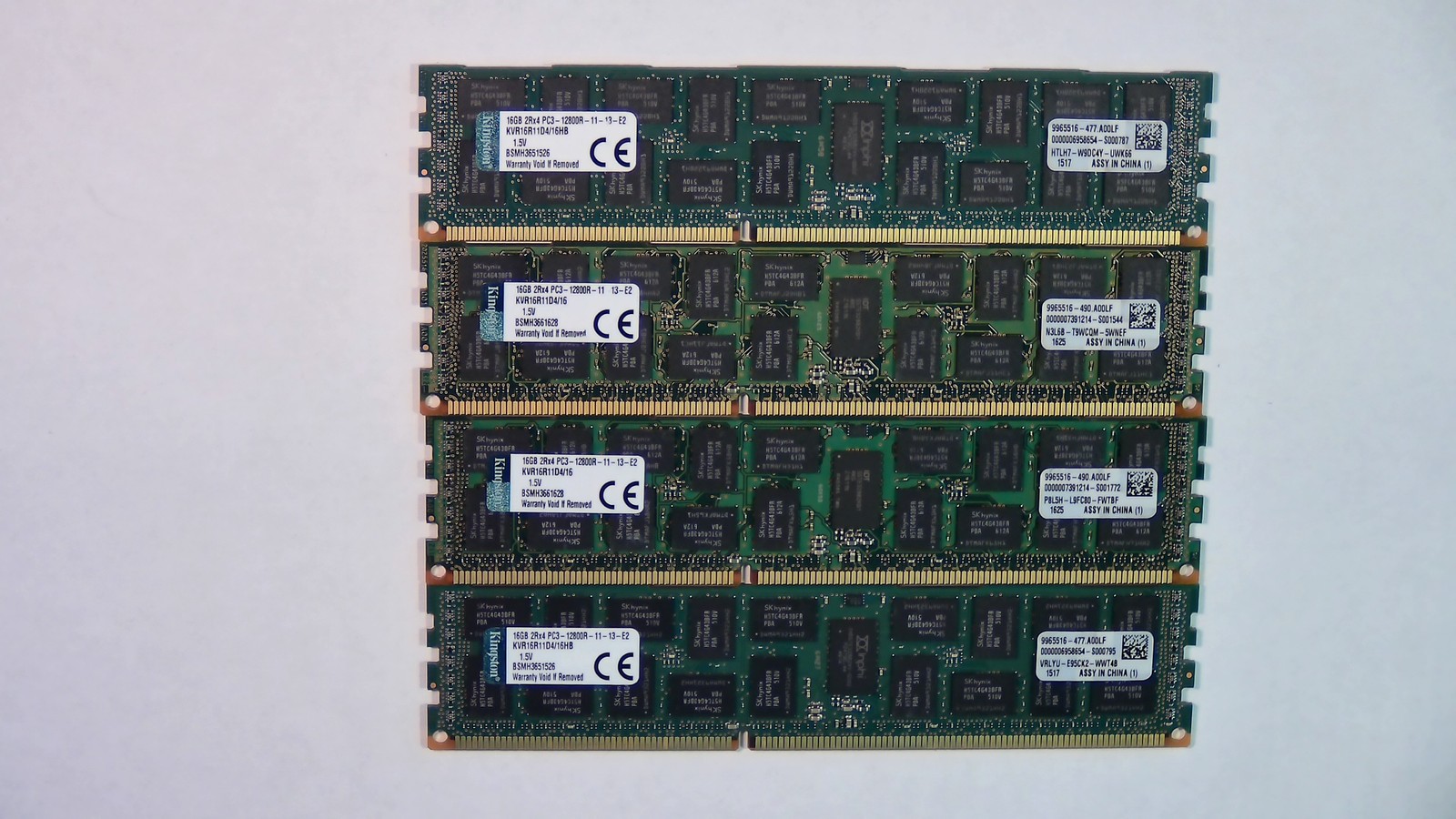 Kingston 64GB (4x16GB) 2Rx4 PC3-12800R DDR3 ECC REG Server Memory