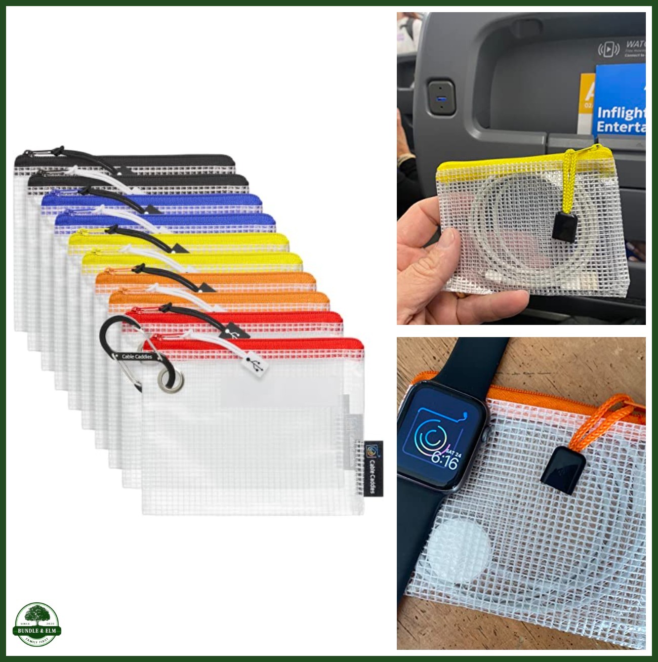 Color Coded USB Cable Organizer Pouches Travel Compatible Accessories 10 Pack