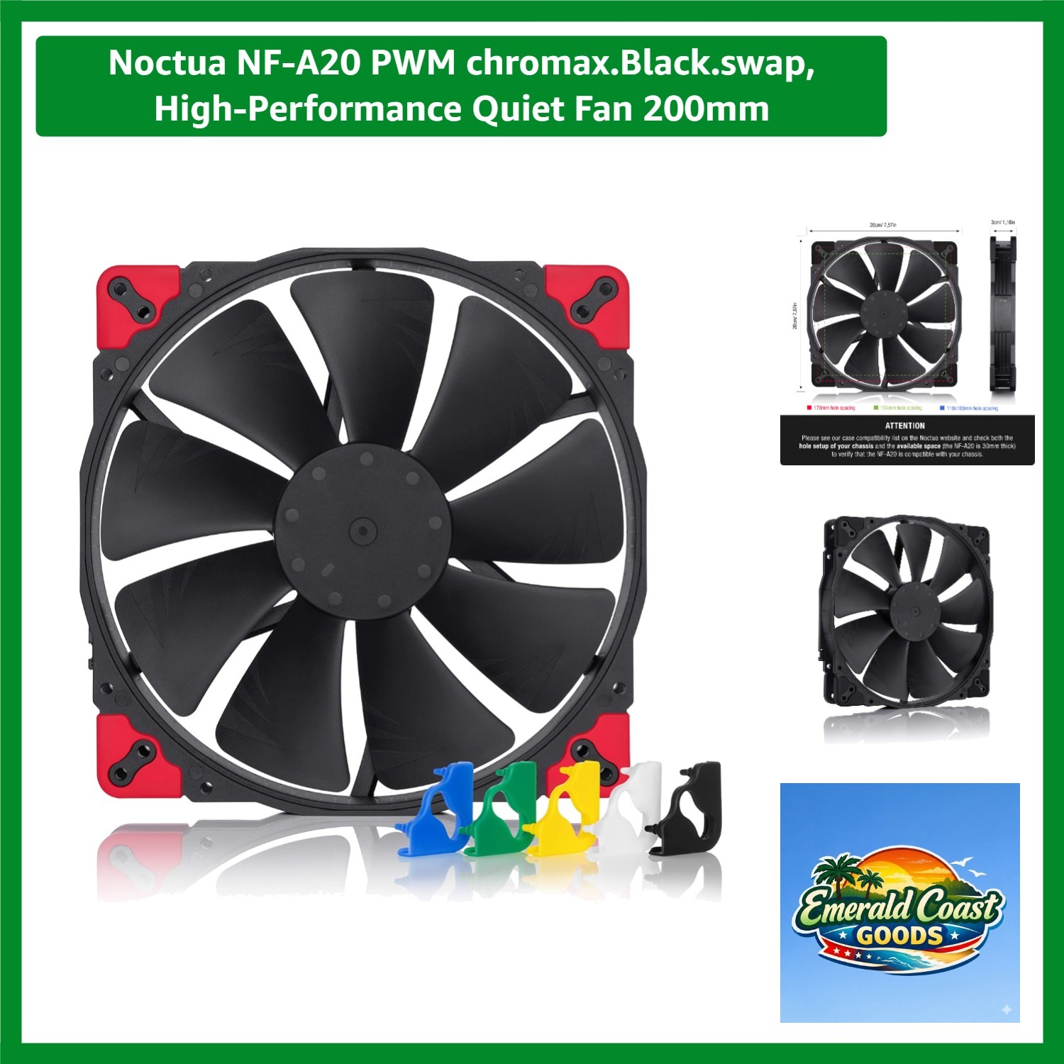 NF-A20 PWM chromax.Black.swap, High-Performance Quiet Fan 200mm
