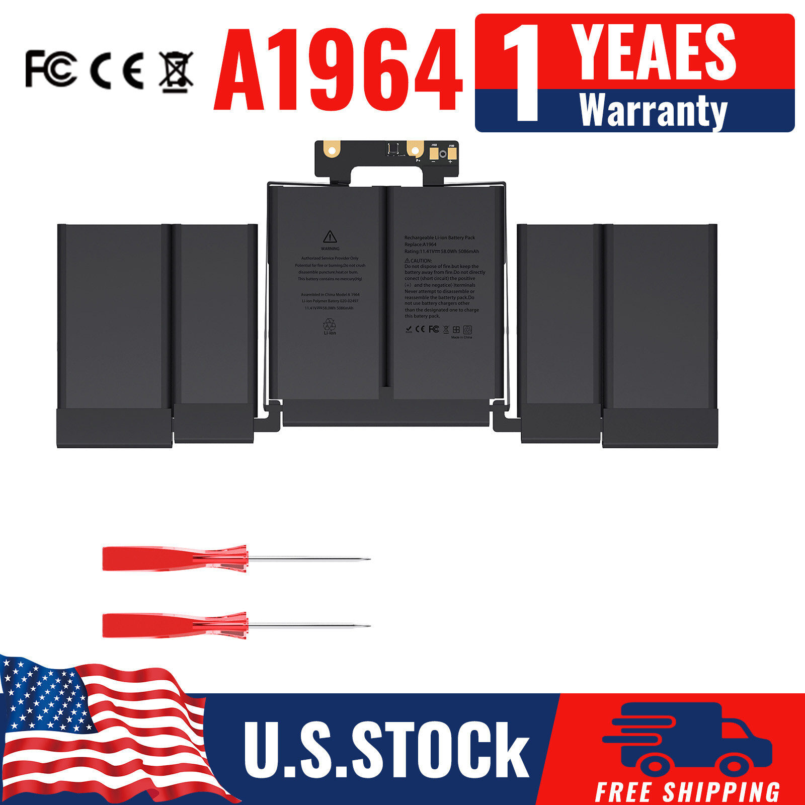 A1964 Battery for MacBook Pro 13" A1989 Mid 2018 2019 / A2251 2020 EMC 3214 3348