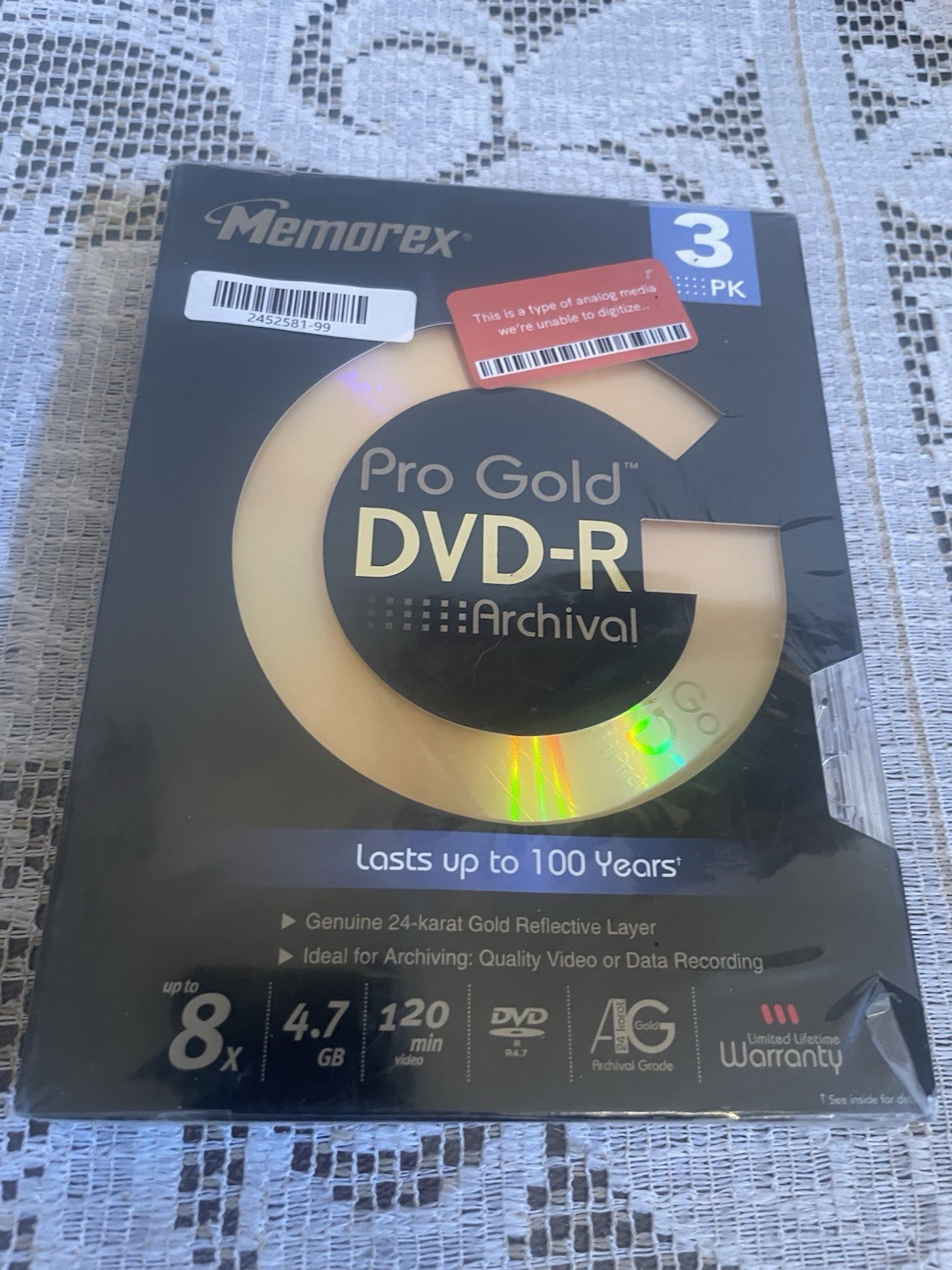 Memorex Pro Gold DVD-R Archival 3 Pack 4.7GB 120 Min 24k Gold Layer Vintage New